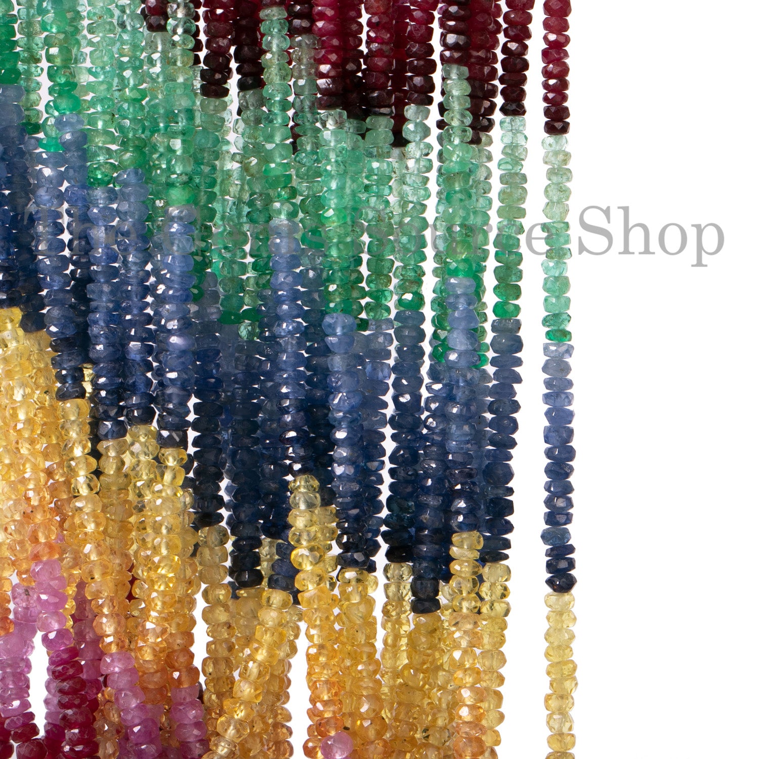 Multi Precious Faceted Rondelle Beads, Natural Multi Sapphire Gemstone Beads, Wholesale Beads