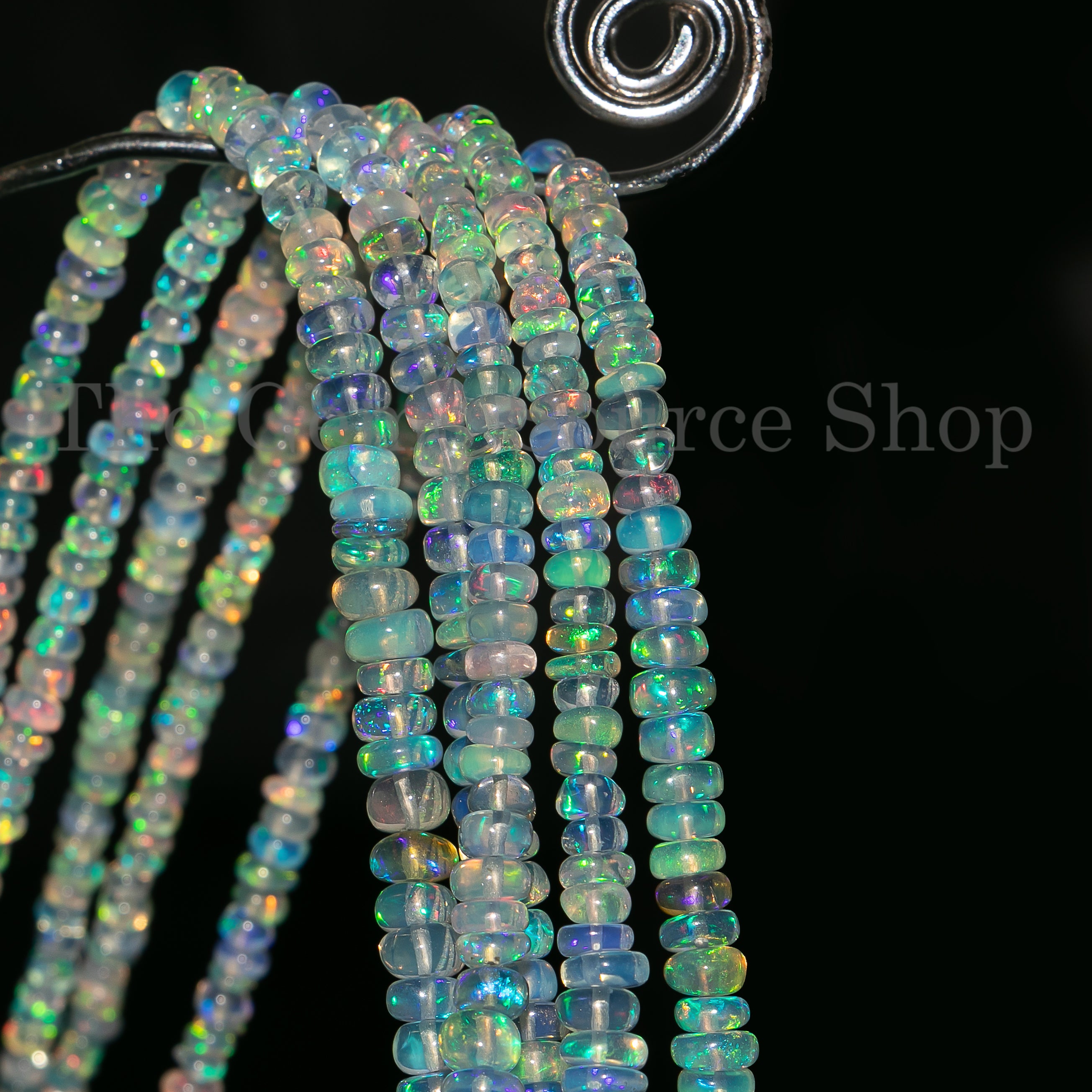 Blue Ethiopian Opal Beads, Opal Smooth Rondelle Beads, Blue Opal Gemstone Beads