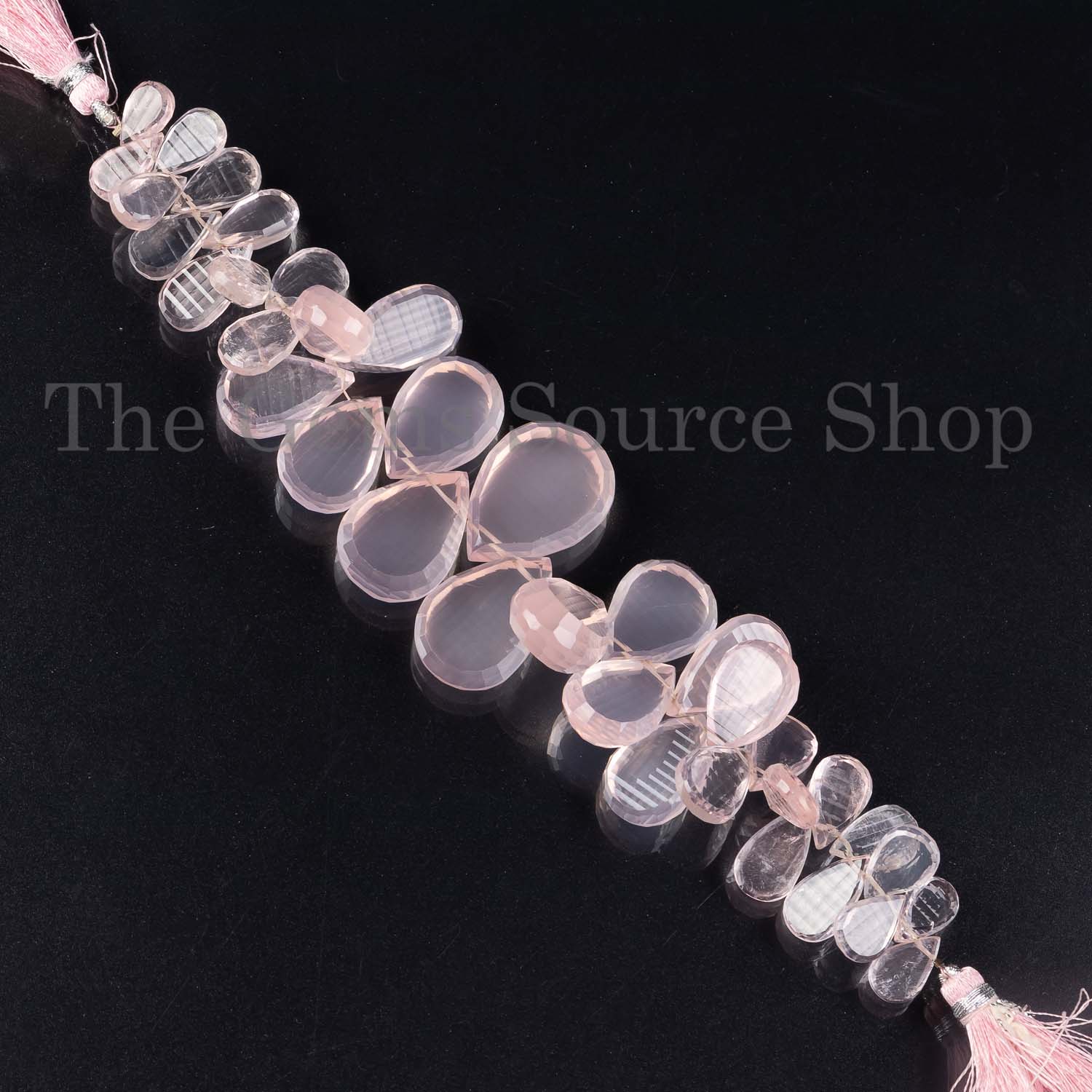 Natural Rose Quartz Fancy Cut Pear Shape Beads TGS-2064