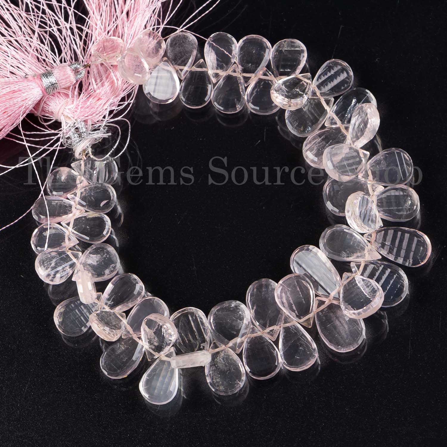 AAA Quality Rose Quartz Fancy Cut Pear Beads TGS-2065