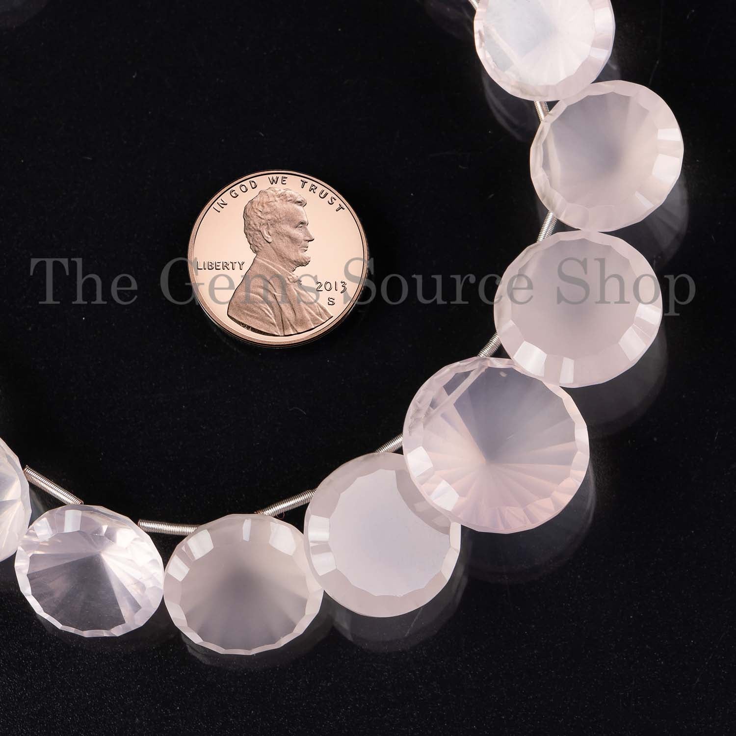 Natural Rose Quartz Concave Cut Round Shape Beads TGS-2066