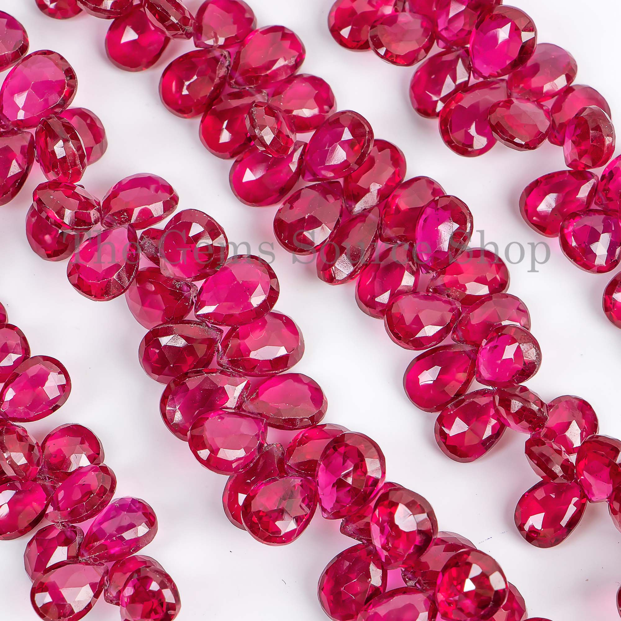 Ruby Cubic Zirconia Beads, Ruby Cubic Zirconia Pear Beads, Cubic Zirconia Faceted Beads