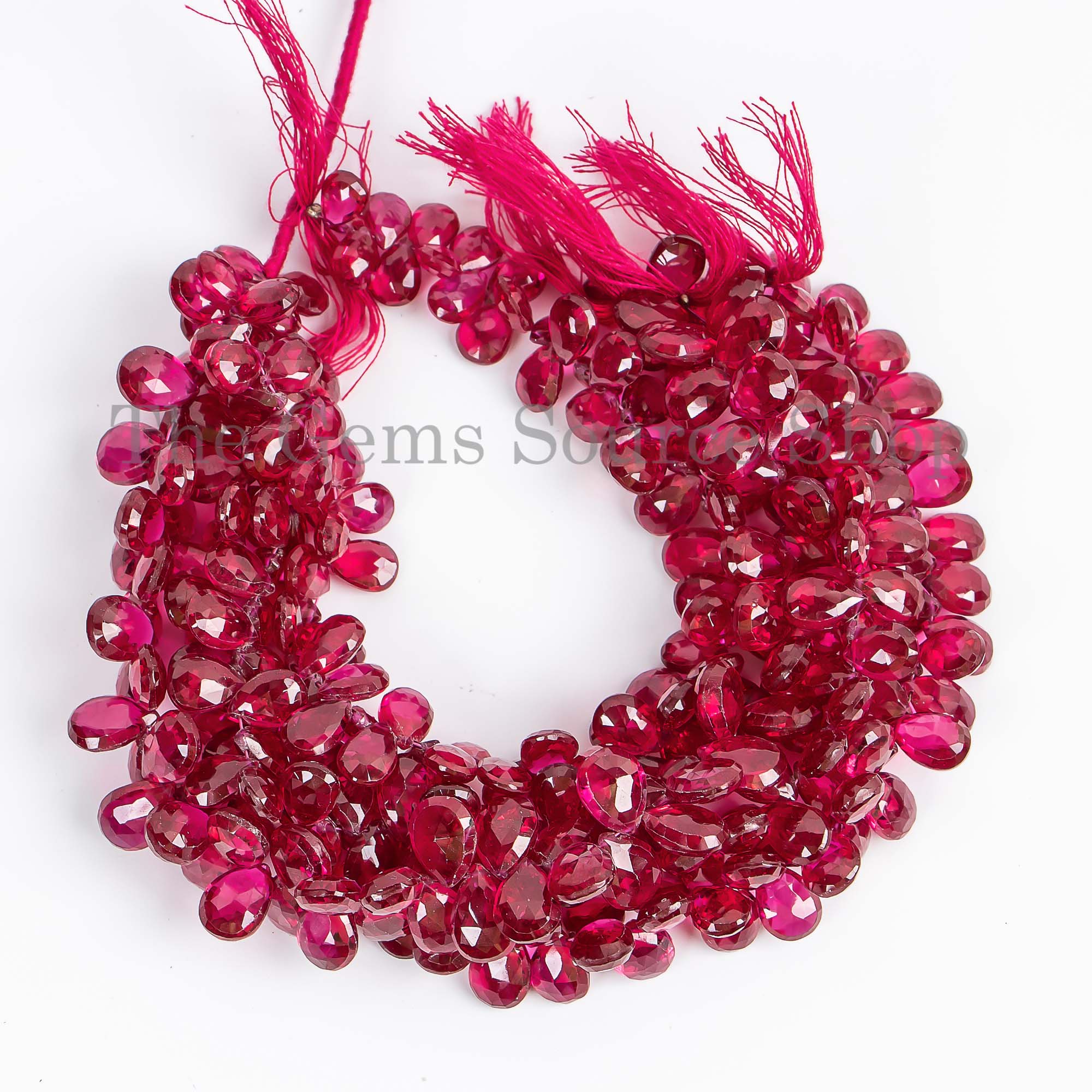 Ruby Cubic Zirconia Beads, Ruby Cubic Zirconia Pear Beads, Cubic Zirconia Faceted Beads