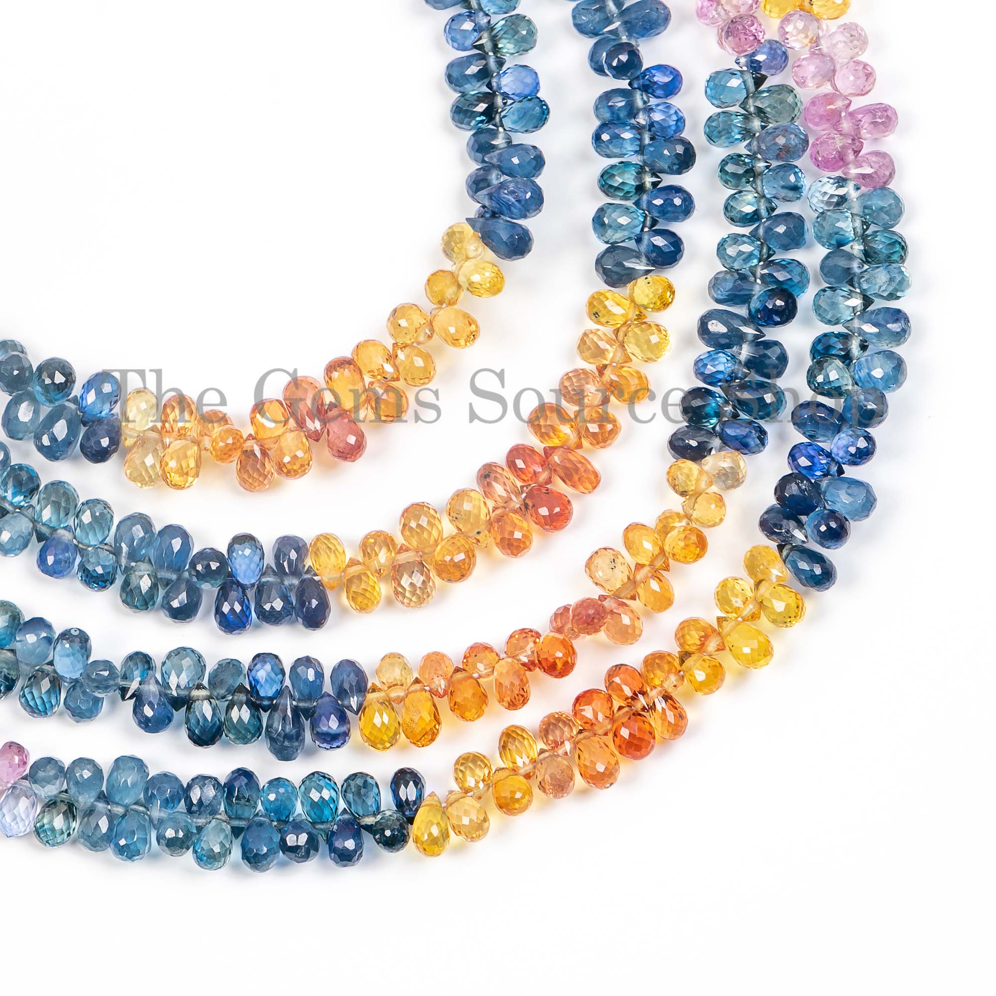 Natural Multi Sapphire 2x4-2.5x4.5mm Drop Briolette, Super Top Quality Sapphire Beads
