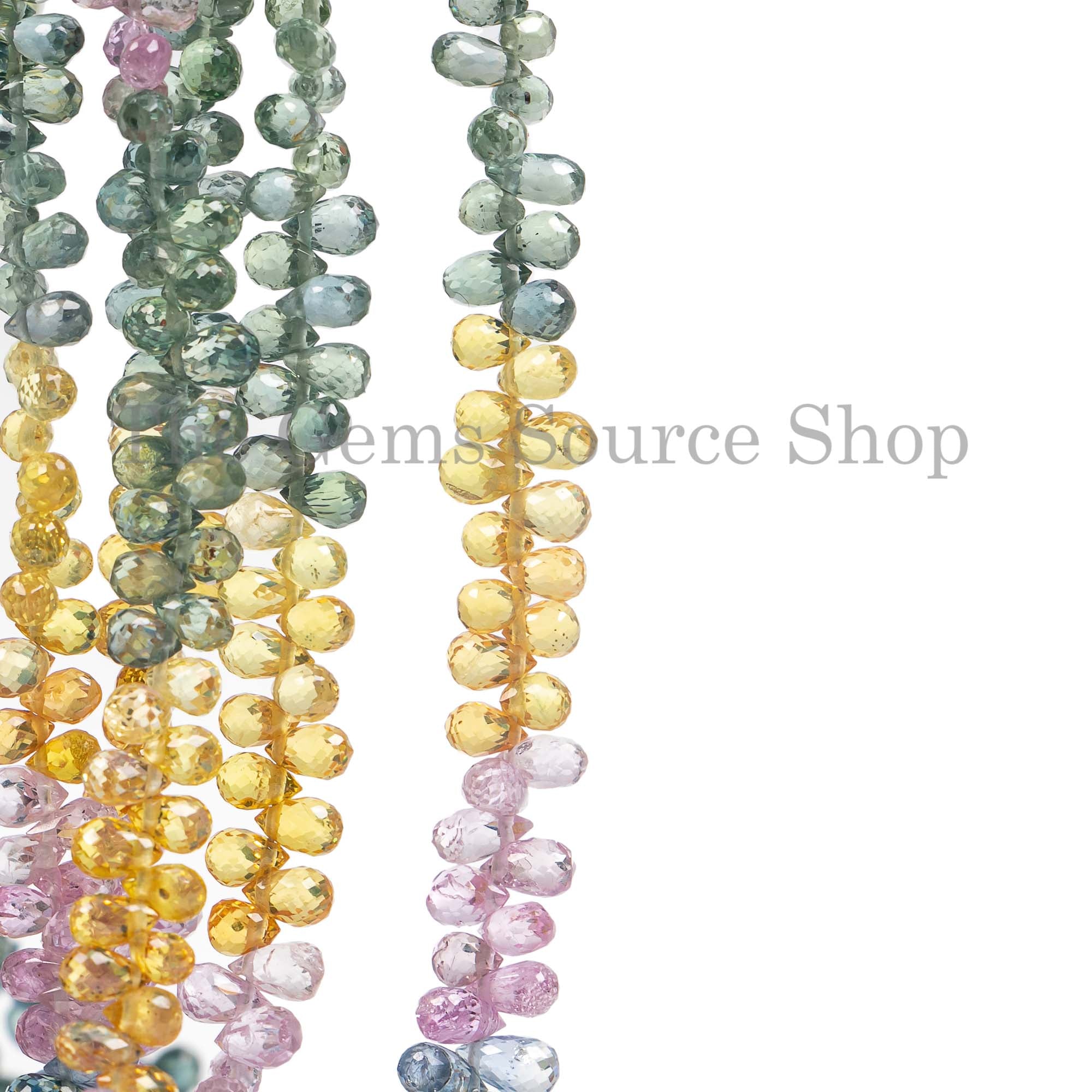Natural Multi Sapphire 2x4-2.5x4.5mm Drop Briolette, Super Top Quality Sapphire Beads