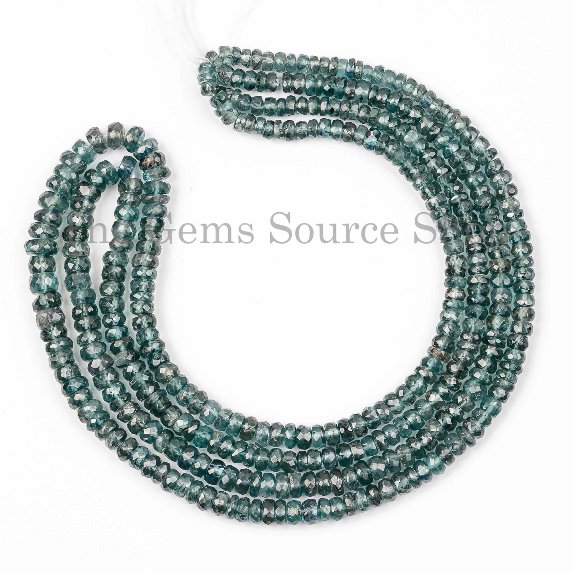 Mint Kyanite Faceted Rondelle Beads, Green Kyanite Faceted Rondelle Beads-