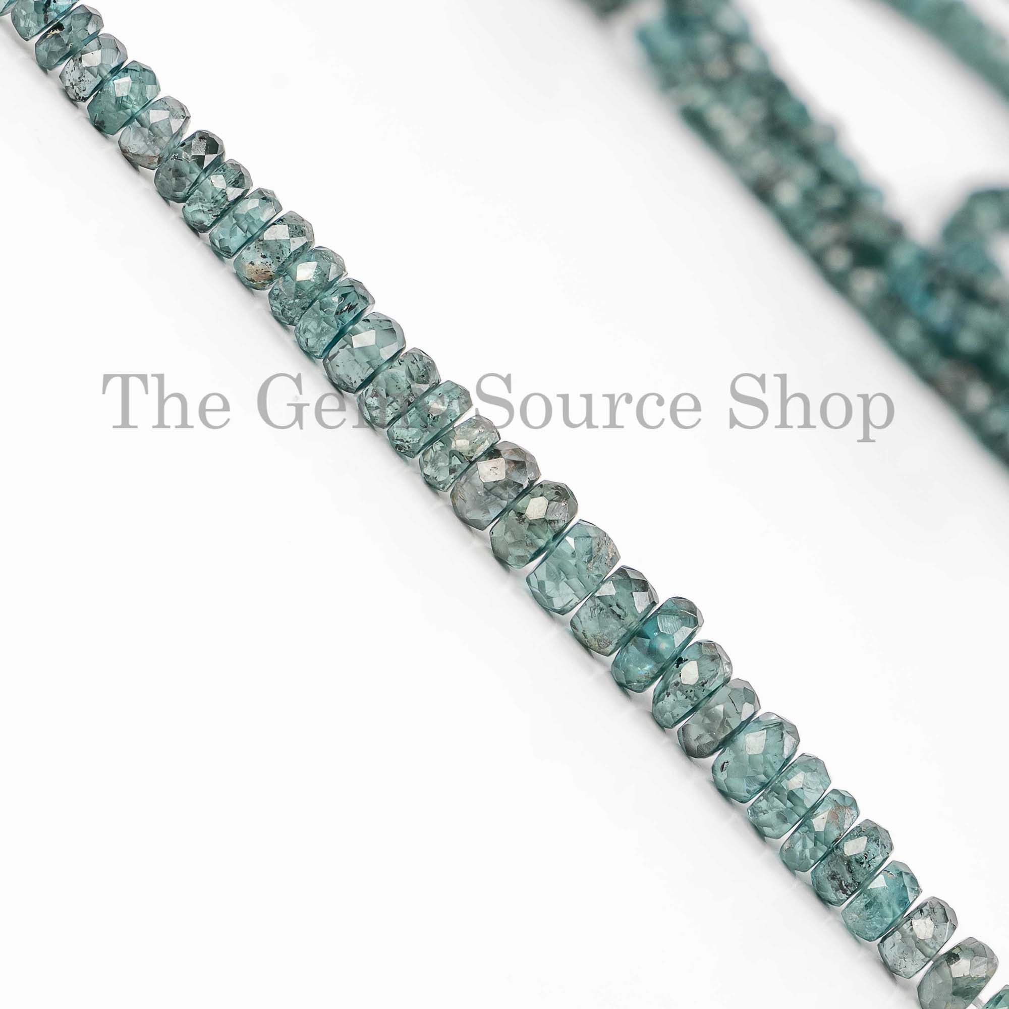 Mint Kyanite Faceted Rondelle Beads, Green Kyanite Faceted Rondelle Beads-