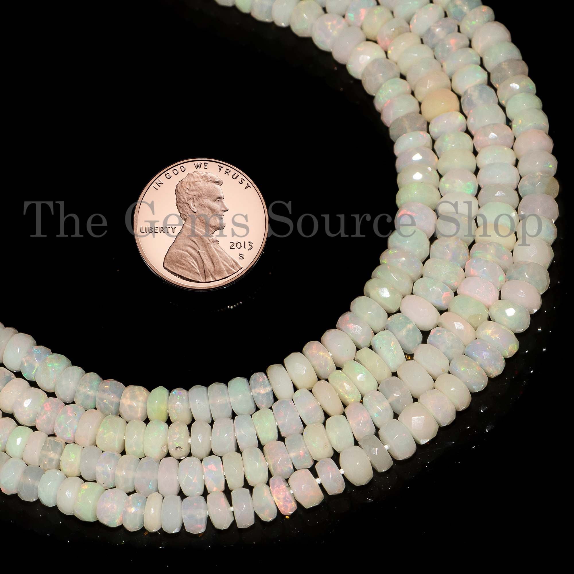 Milky Opal Beads, Ethiopian Opal Faceted Rondelle Shape Beads, Ethiopian Opal Gemstone Beads