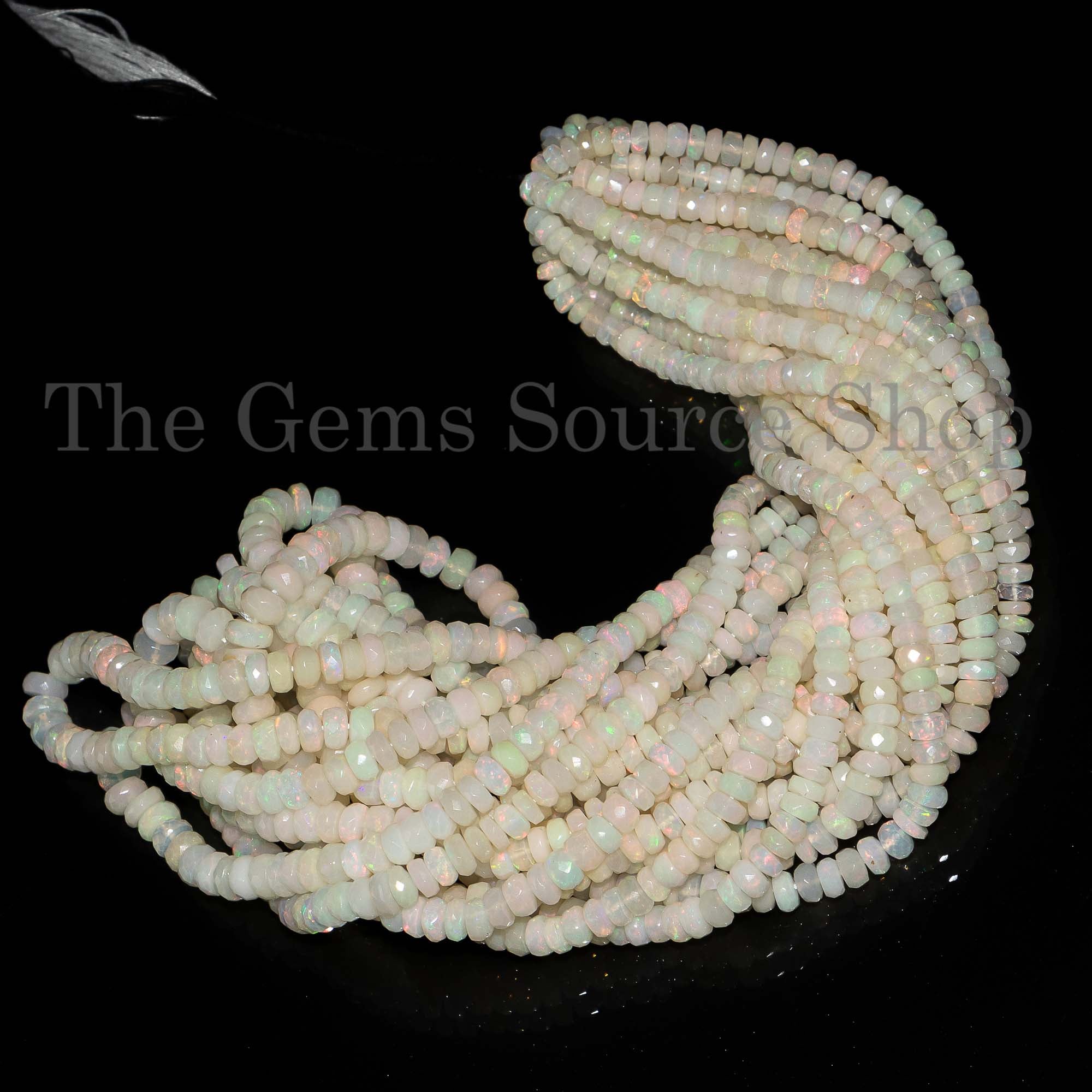Milky Opal Beads, Ethiopian Opal Faceted Rondelle Shape Beads, Ethiopian Opal Gemstone Beads