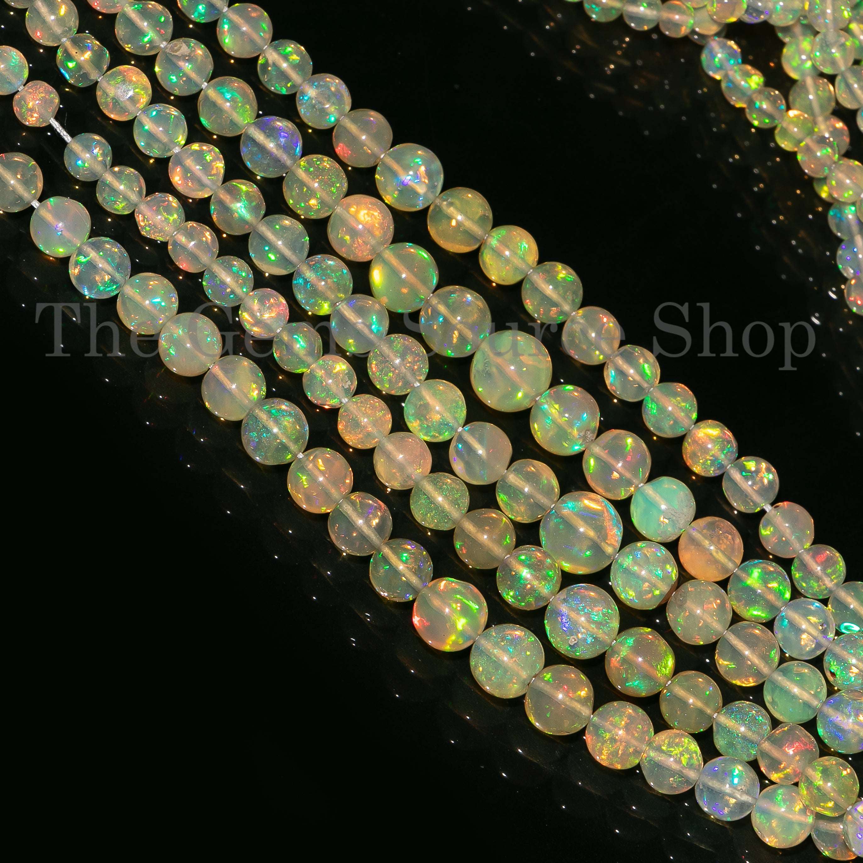 3.6-8 mm Ethiopian Opal Beads, Opal Smooth Round Beads, Opal Plain Gemstone Beads