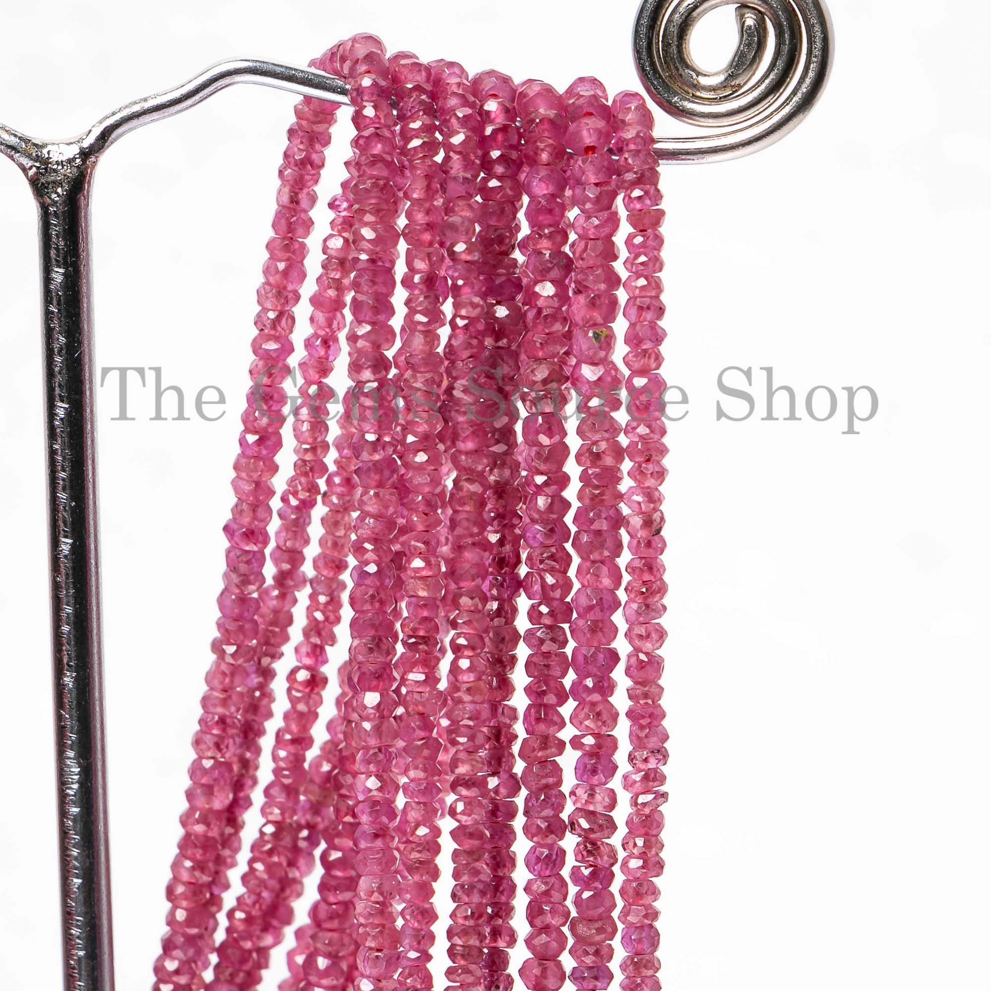 AAA Quality Ruby Faceted Rondelle Wholesale Loose Beads, TGS-3649