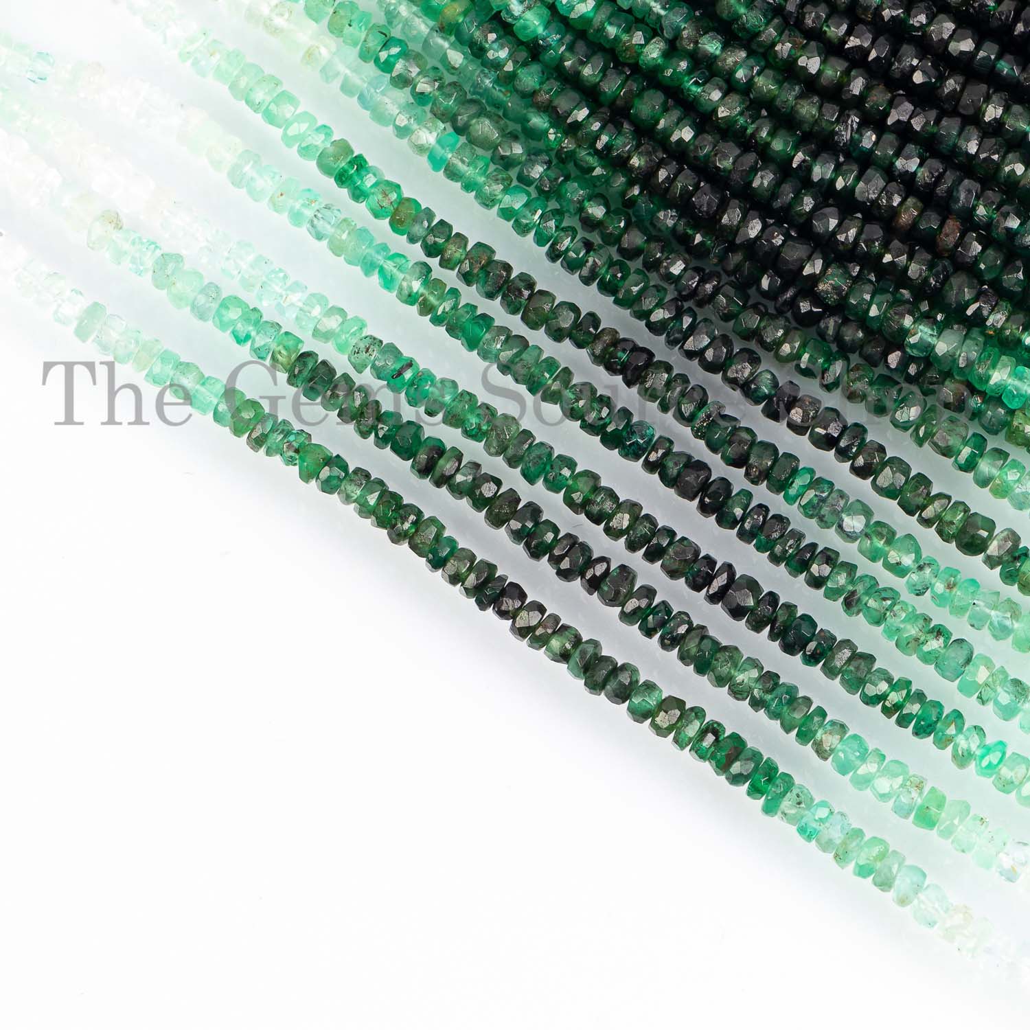 Shaded Emerald Faceted Rondelle Gemstone Beads, Wholesale Beads TGS-0702