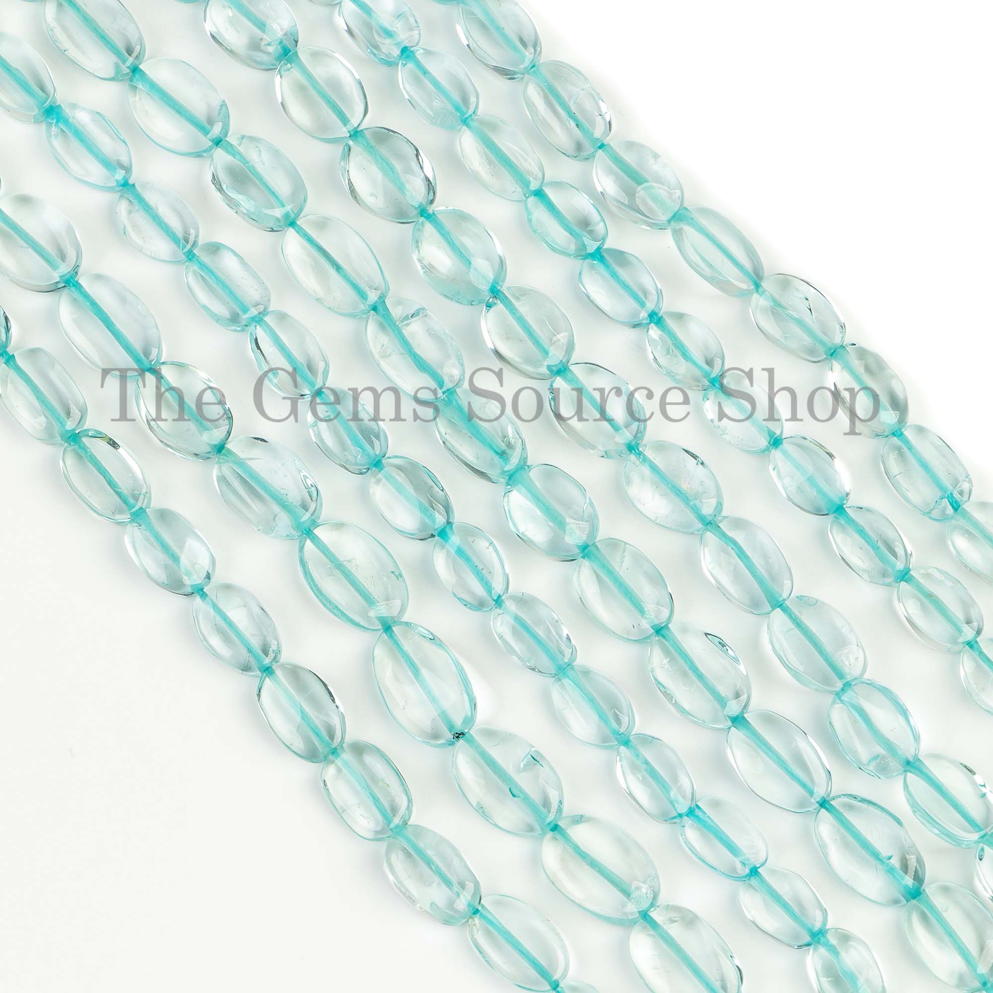 Genuine Aquamarine Smooth Oval Shape 5x7-6x9mm Gemstone Craft Beads 14" Strand