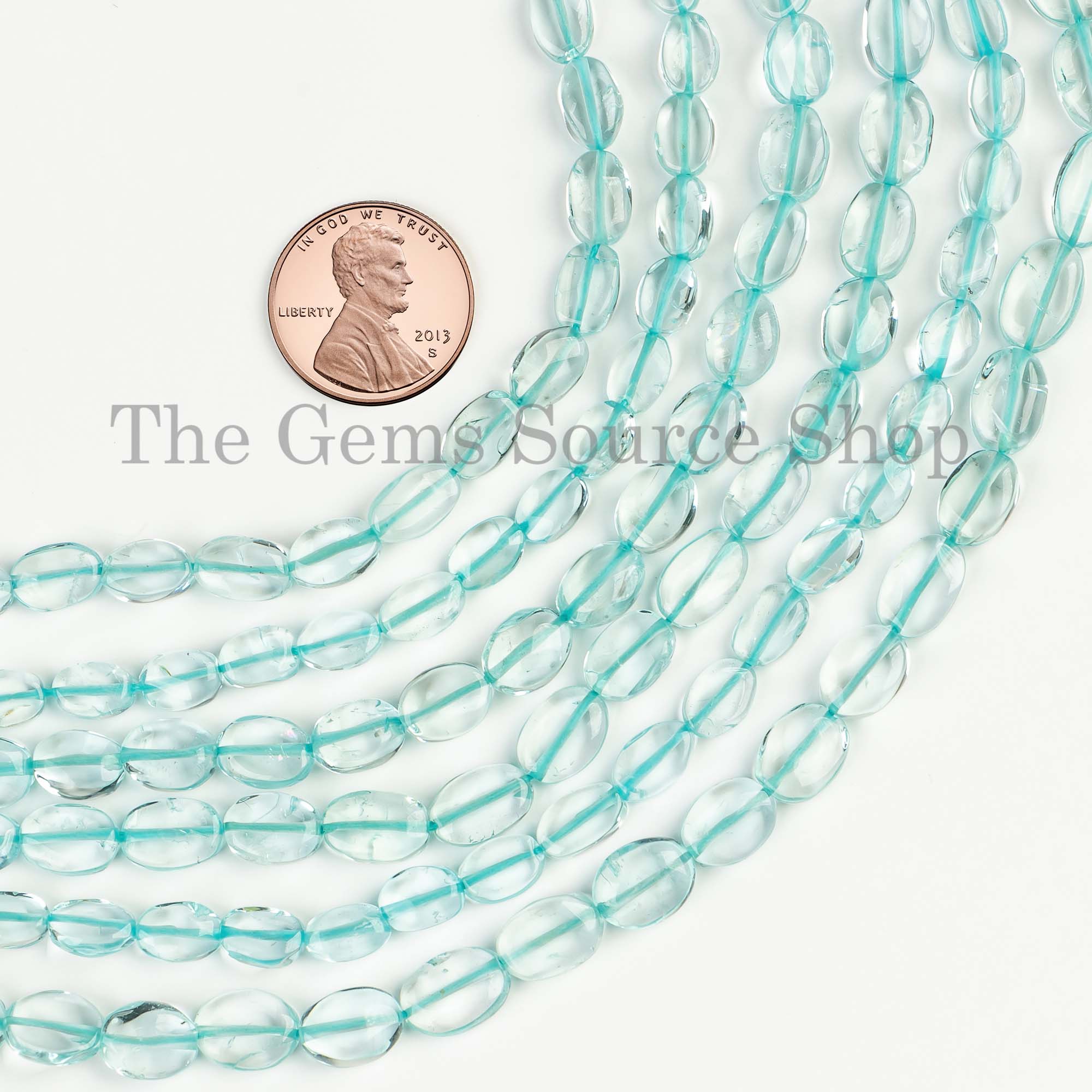 Genuine Aquamarine Smooth Oval Shape 5x7-6x9mm Gemstone Craft Beads 14" Strand