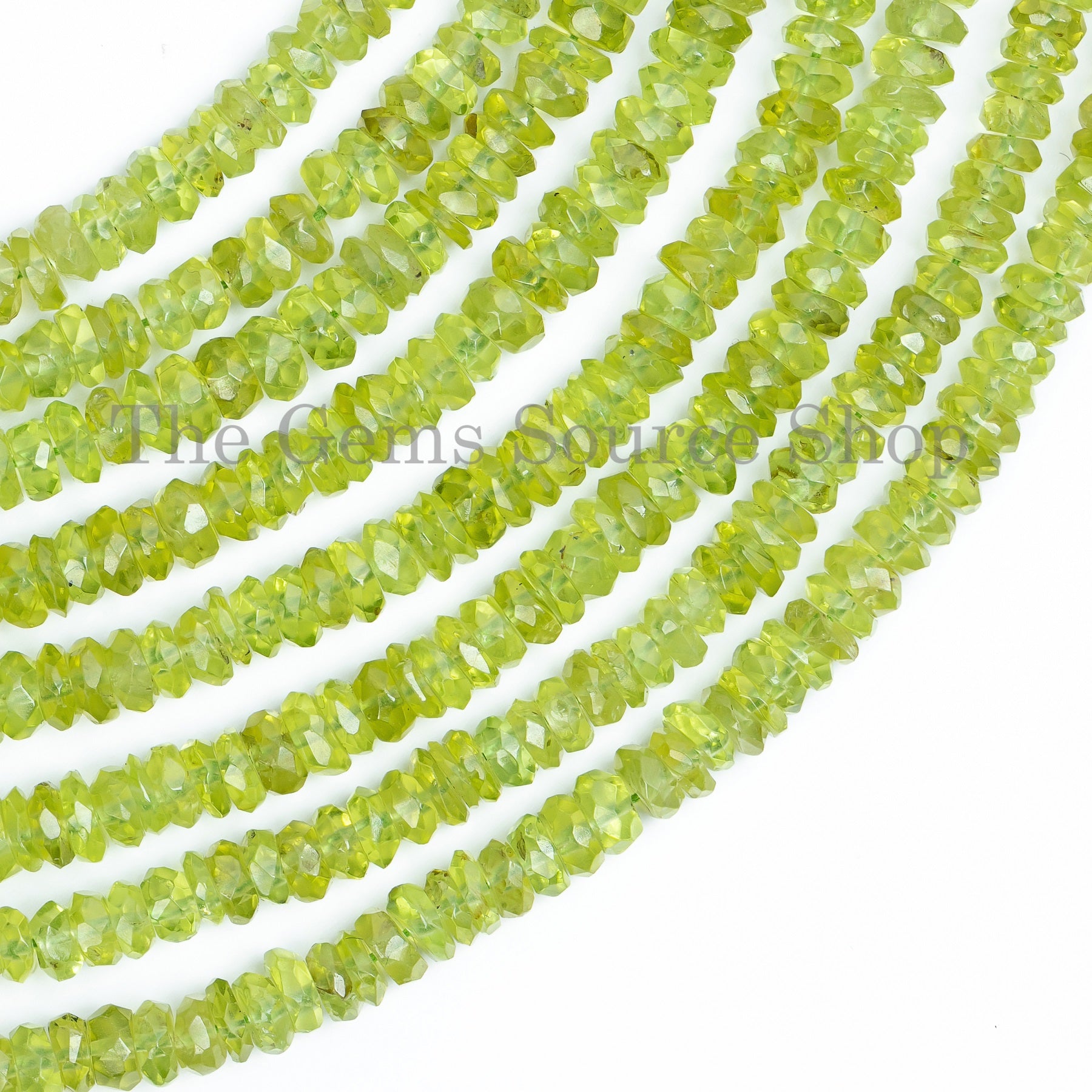 Natural Peridot Faceted Rondelle Briolette Beads Strand TGS-0228