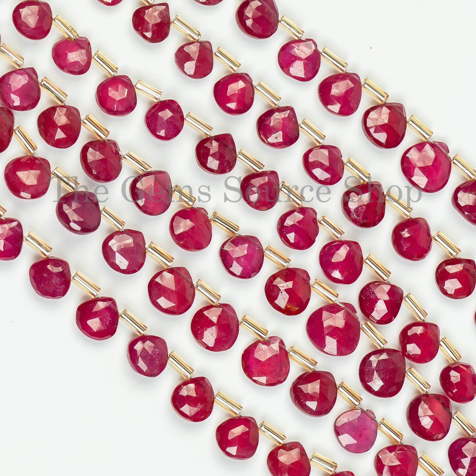 Natural Ruby Faceted Heart Shape Beads, Ruby Faceted Beads, Ruby Heart Beads, Ruby Beads