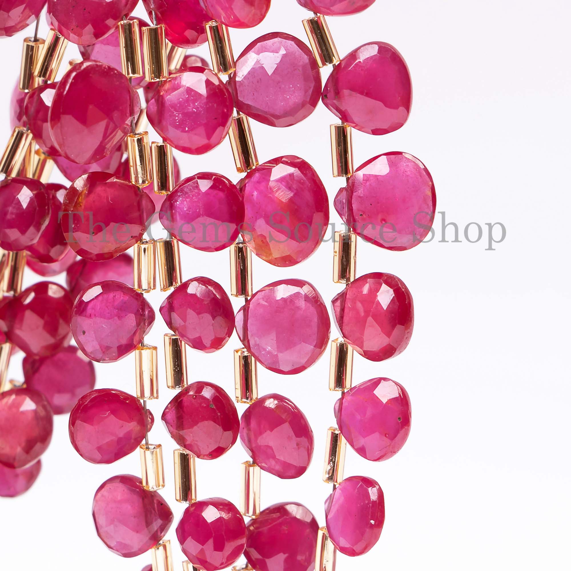 Natural Ruby Faceted Heart Shape Beads, Ruby Faceted Beads, Ruby Heart Beads, Ruby Beads