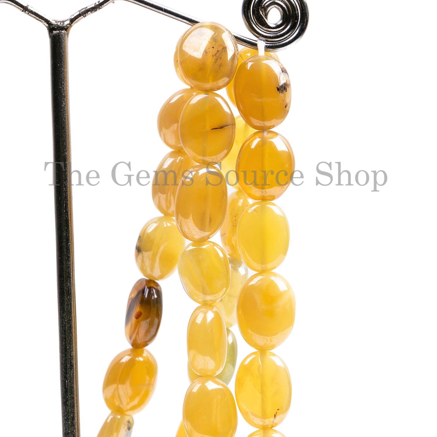 Yellow Opal Beads, Smooth Yellow Opal Beads, Plain Oval Shape Beads, Sliver Wash Coated Opal Beads