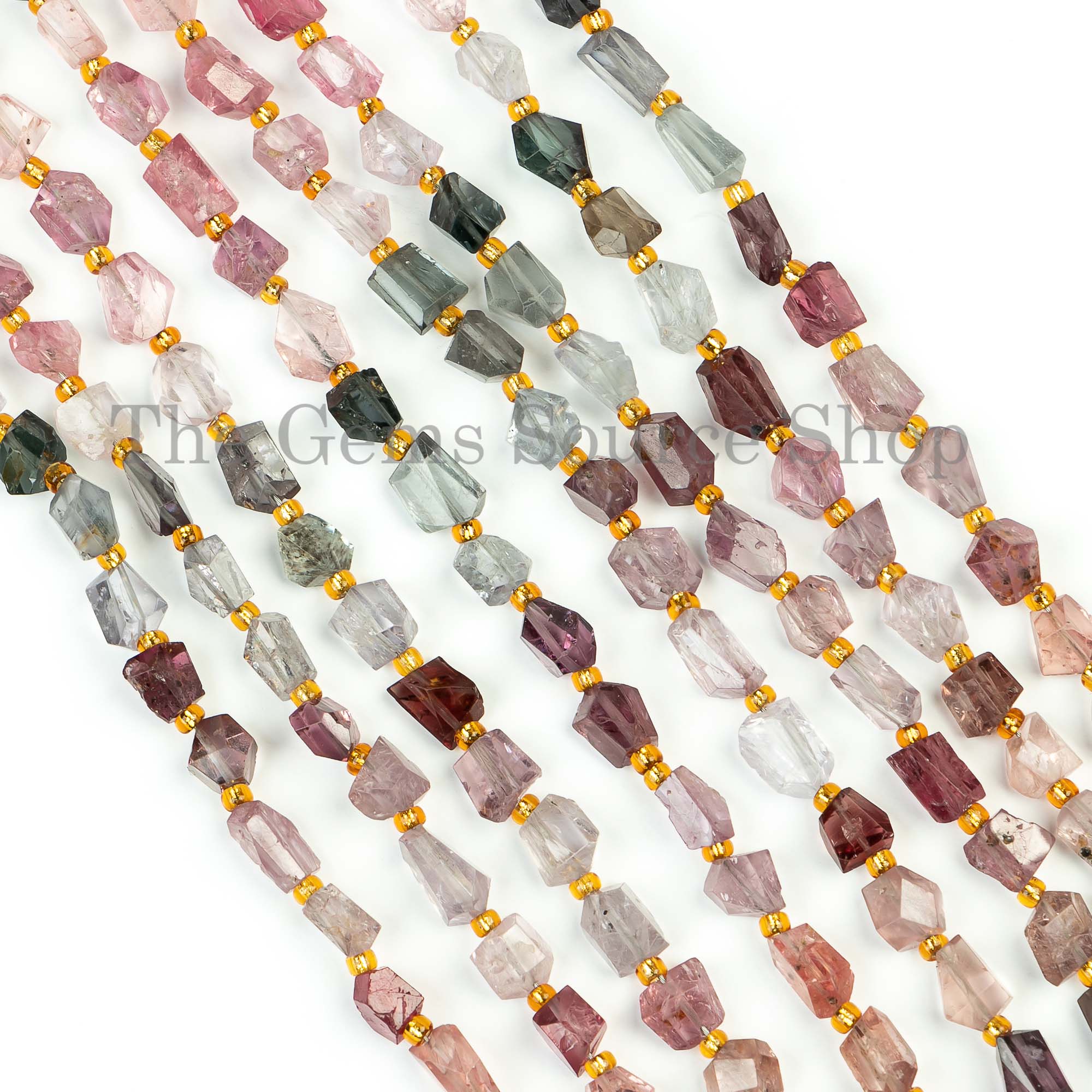 August Birthstone Multi Spinel Faceted Nugget/Tumble Shape Beads Strand 4x5-5x7mm-9"