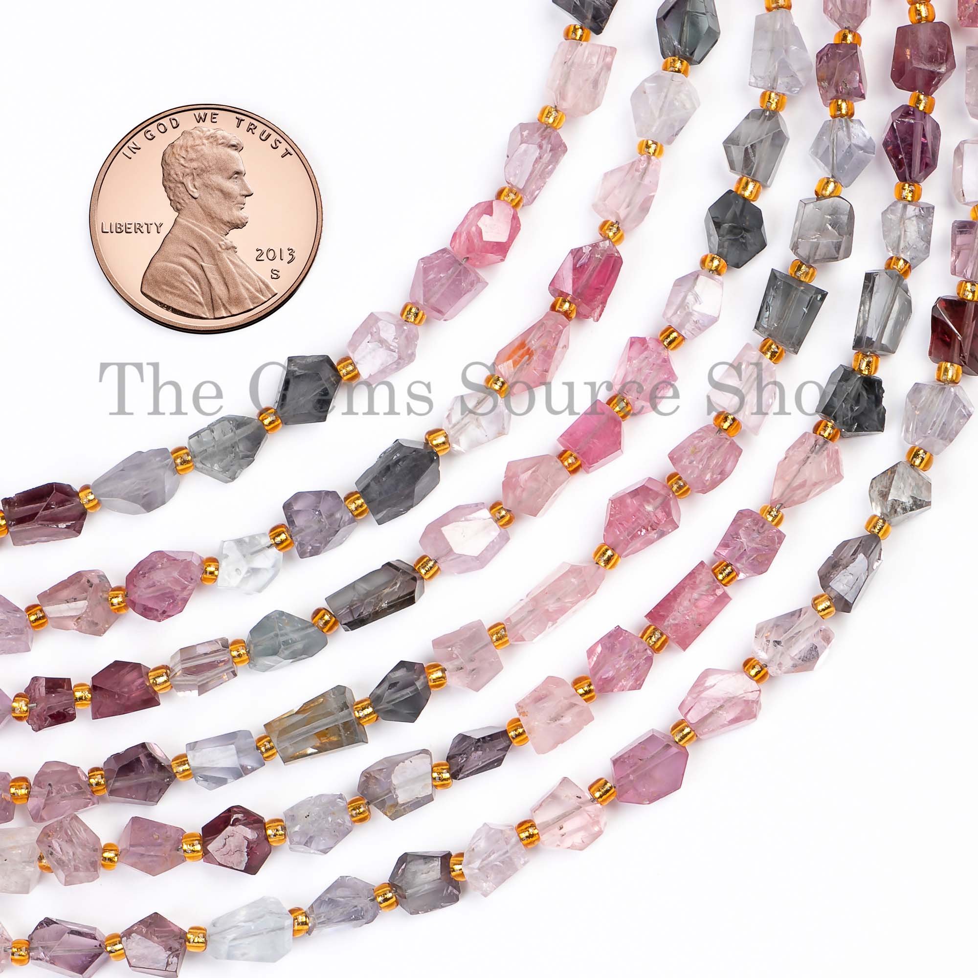 August Birthstone Multi Spinel Faceted Nugget/Tumble Shape Beads Strand 4x5-5x7mm-9"