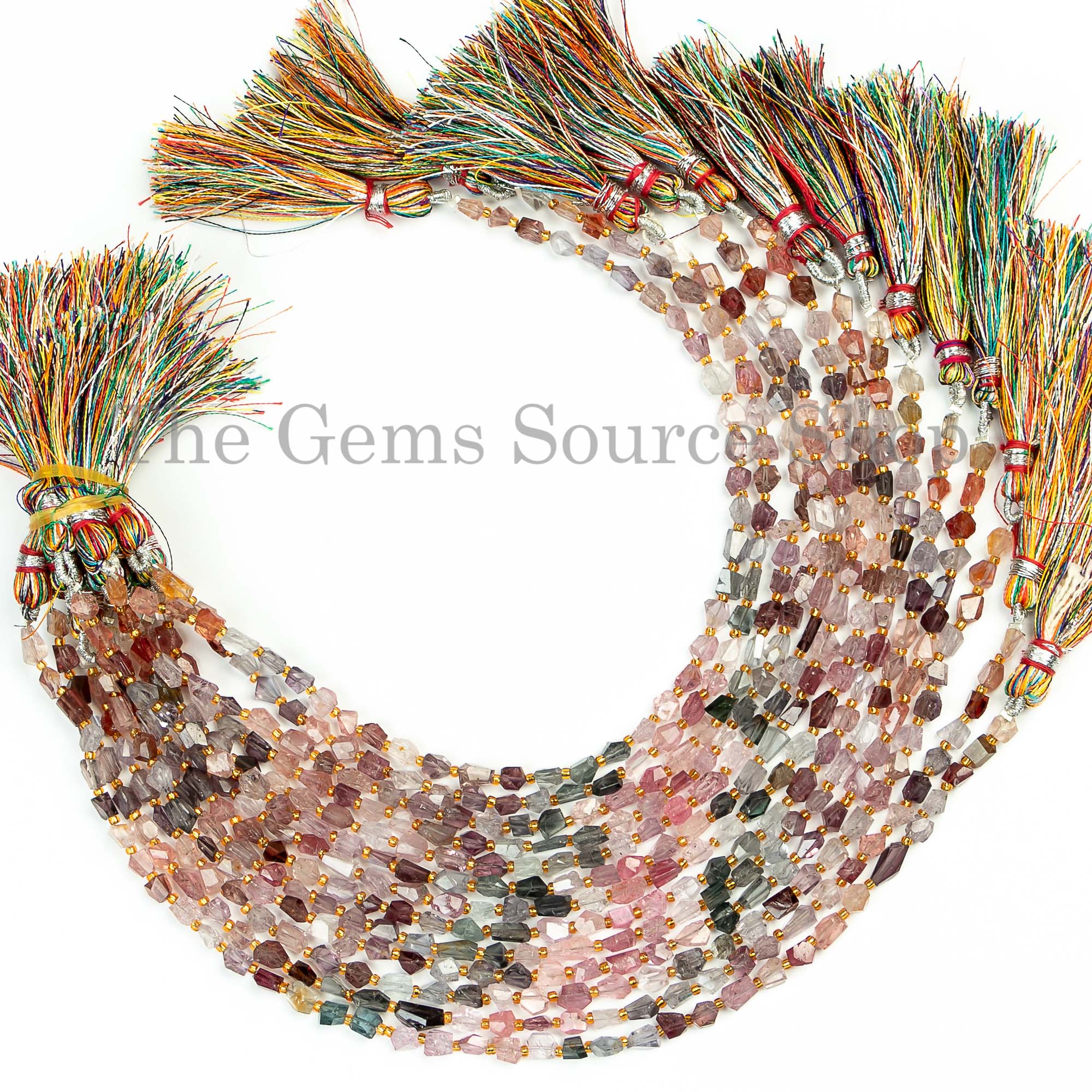 August Birthstone Multi Spinel Faceted Nugget/Tumble Shape Beads Strand 4x5-5x7mm-9"