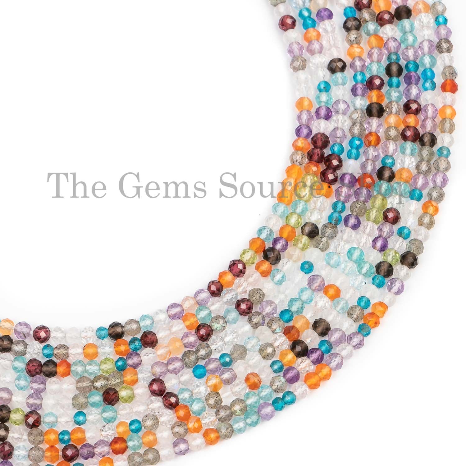 Multi Gemstone Disco Beads, Multi Gemstone Faceted Beads, Multi Gemstone Rondelle Beads