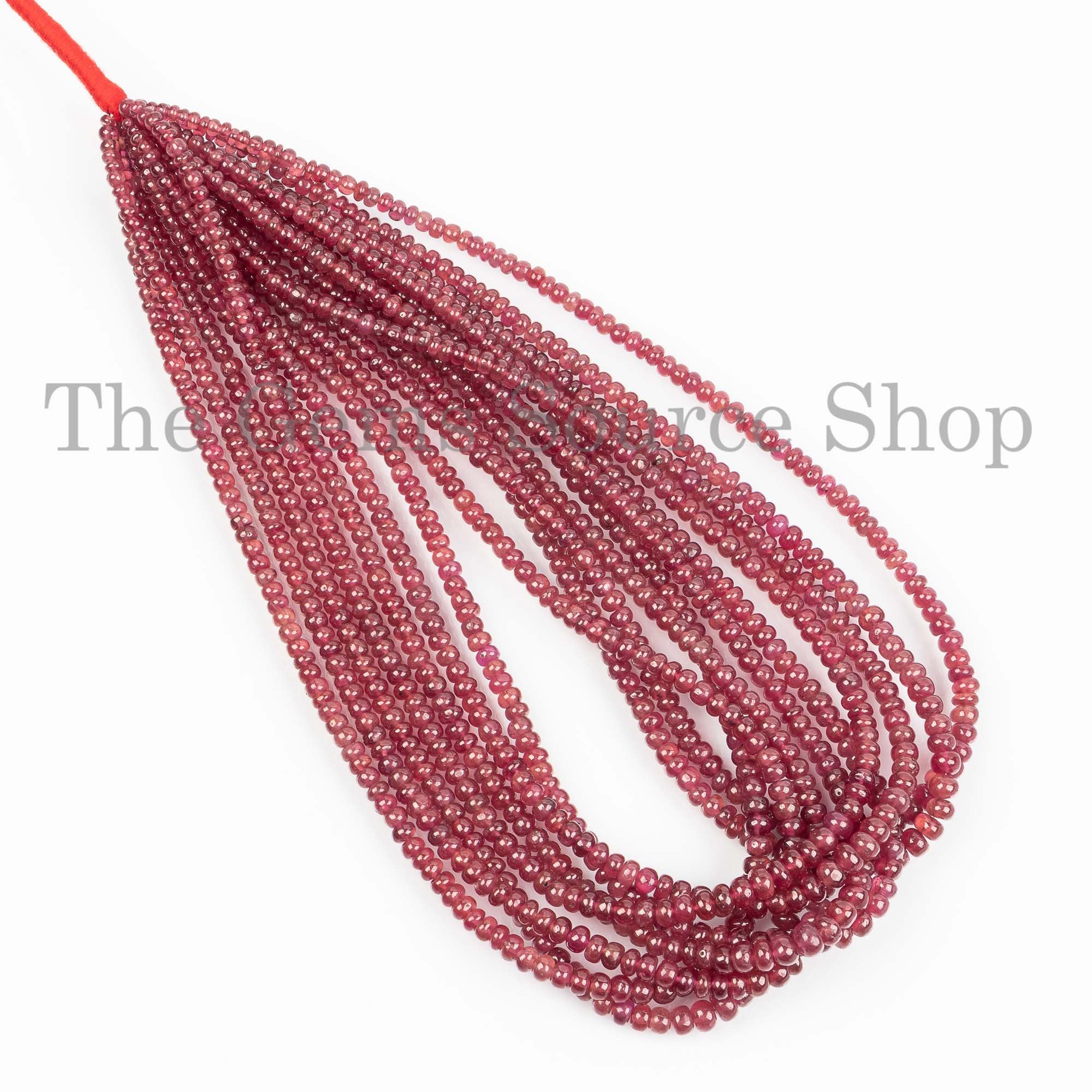 Natural Ruby Smooth Rondelle Beads, Ruby Beaded Gemstone For Jewelry Making, Wholesale Ruby Plain Beads