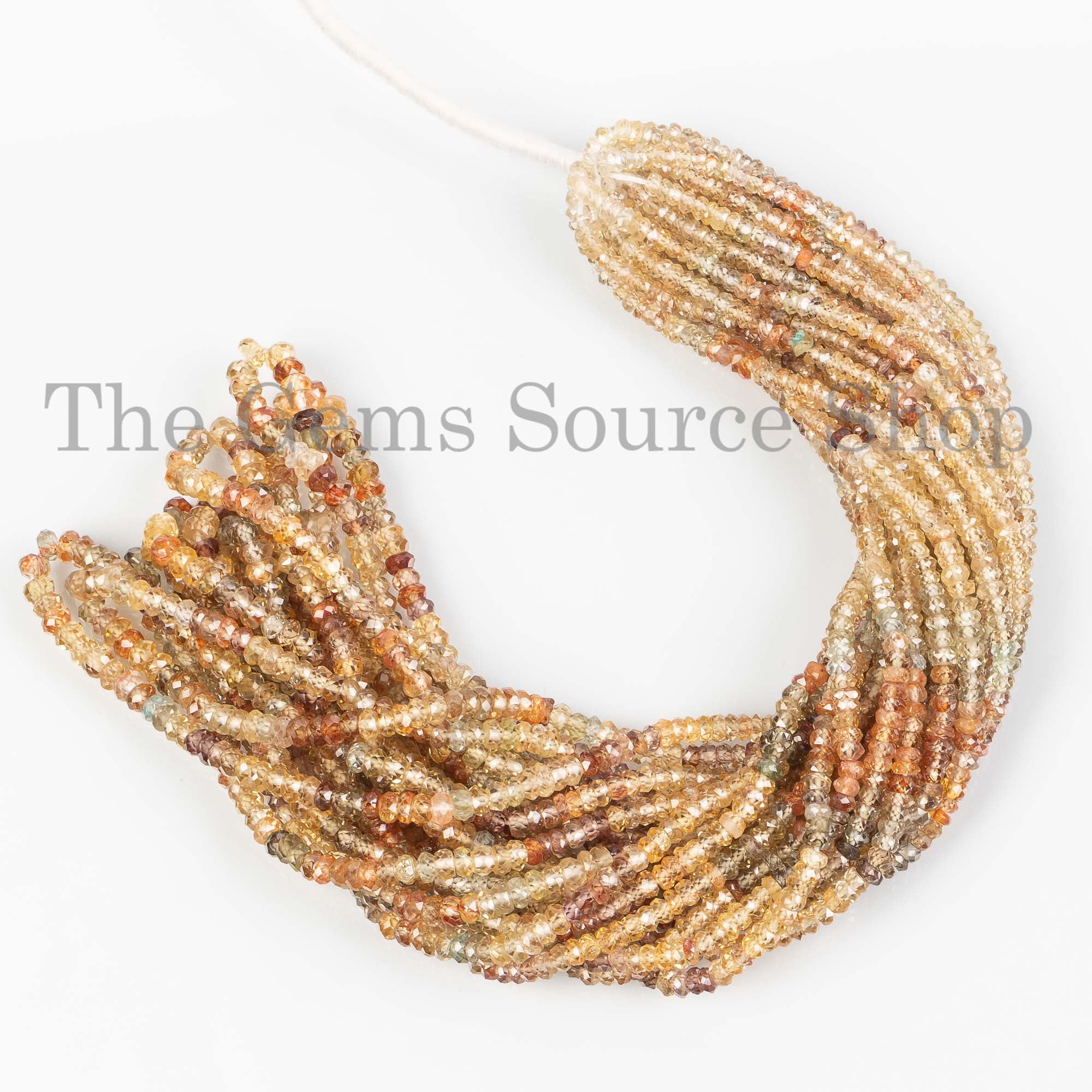 Multi Zircon Faceted Rondelle Beads, Multi Zircon Gemstone Beads