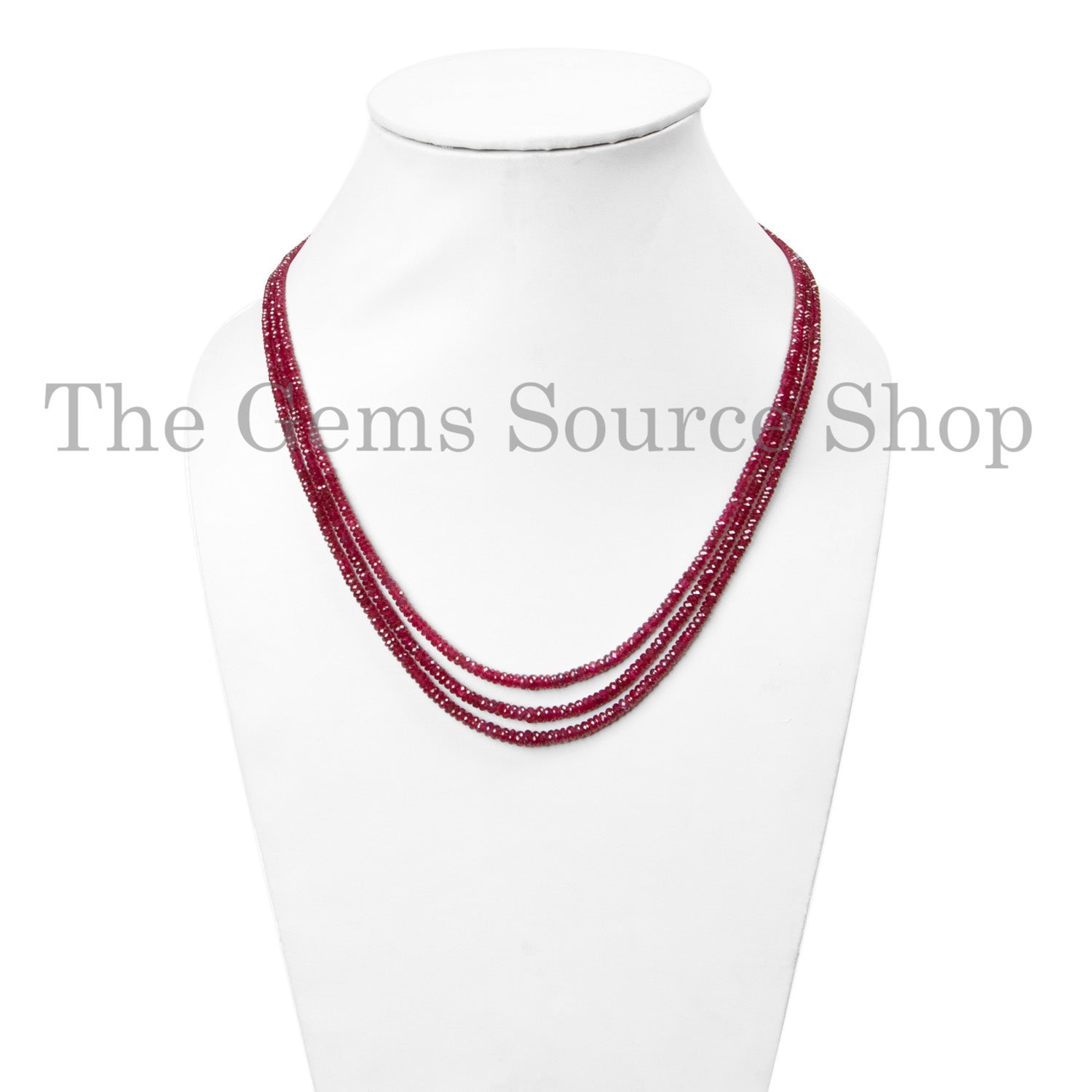 Mozambique Ruby Necklace, Faceted Rondelle Necklace, Beaded Necklace, Gemstone Necklace, Gift For Her