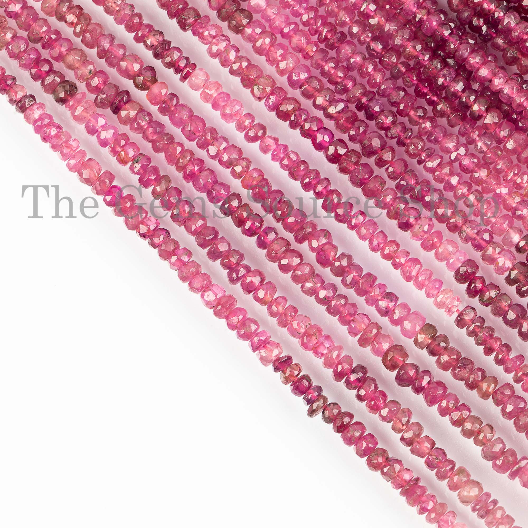Shaded Pink Tourmaline Gemstone Beads, Natural Pink Tourmaline Faceted Rondelle Beads
