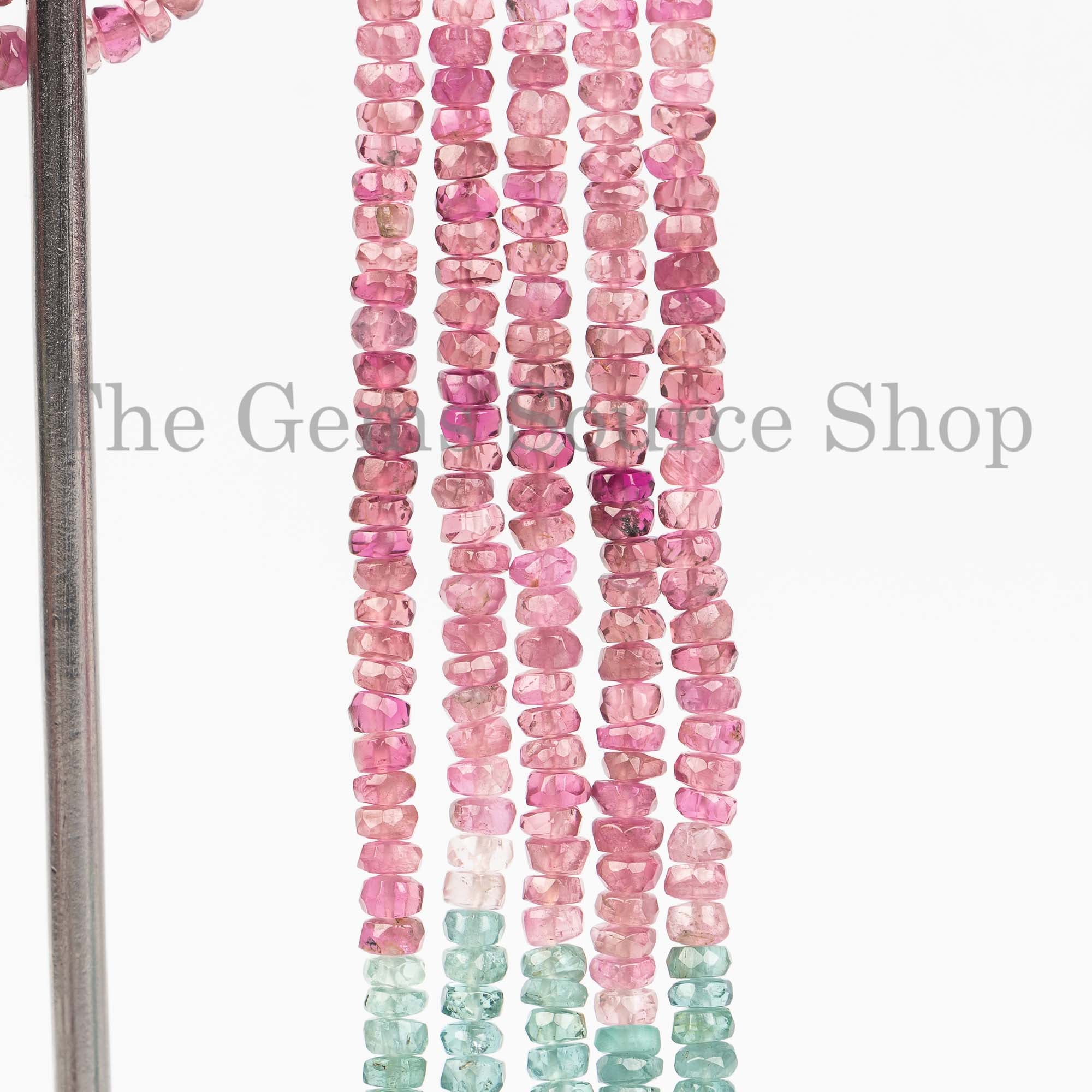 Natural Multi Tourmaline Faceted Beads, Tourmaline Rondelle Shape Gemstone Beads, Wholesale Tourmaline Beaded Gemstone
