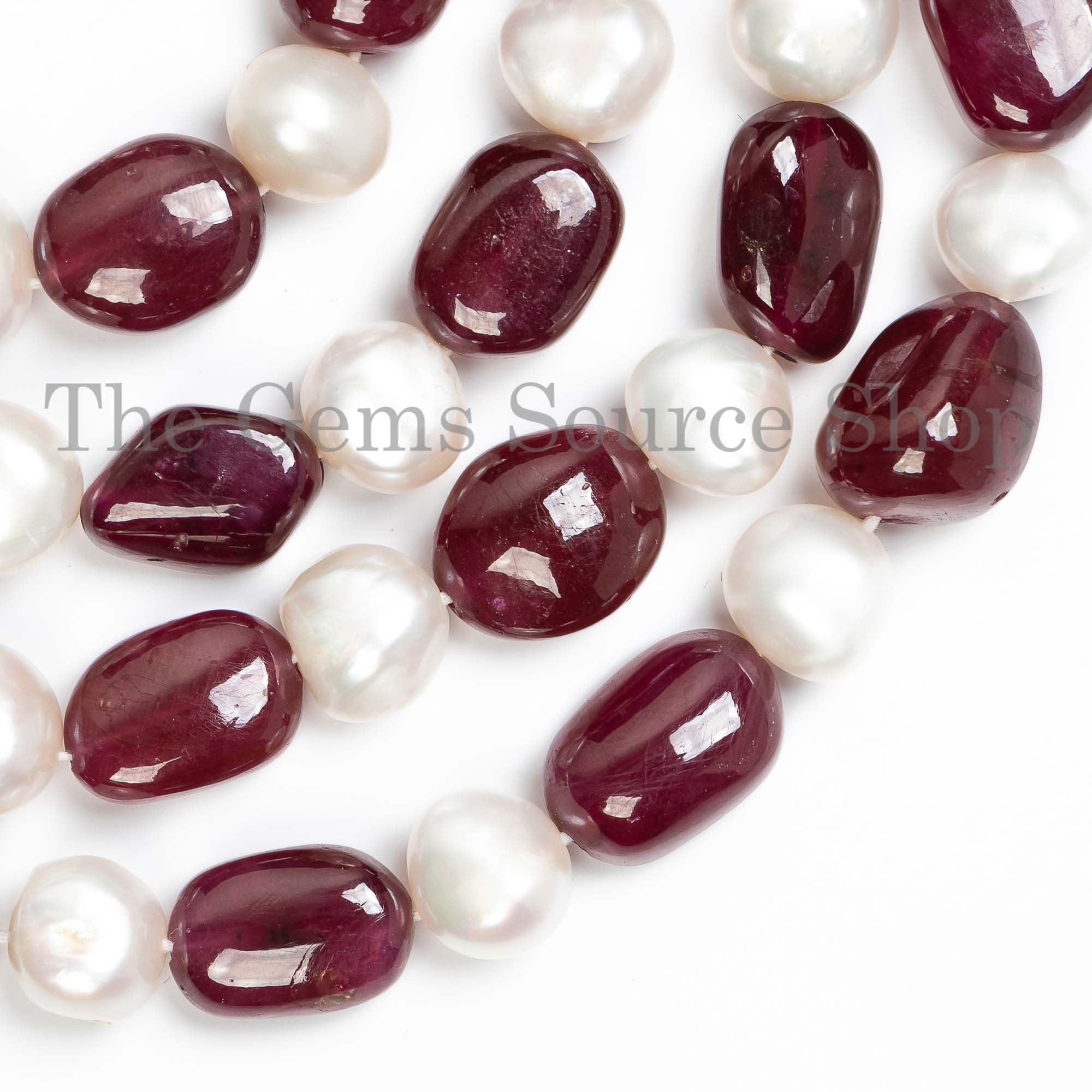 Ruby & Pearl Plain Nugget Beads, Ruby Nugget, Pearl Smooth Nugget, Ruby Nugget Beads, Pearl Beads, Gemstone Beads, Nugget Beads