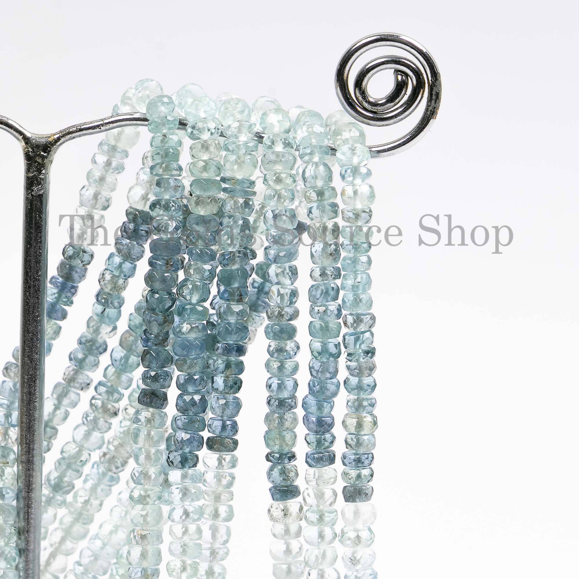 Aquamarine Faceted Rondelle Shape Beads, Faceted Aquamarine Beads, Rondelle Shape Aquamarine Beads