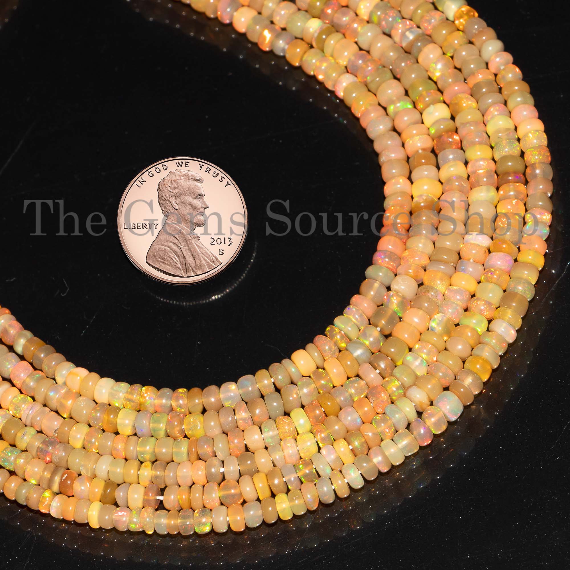 Ethiopian Opal Smooth Rondelle Beads, Opal Plain Gemstone Beads, Wholesale Beaded Gemstone For Jewelry Making