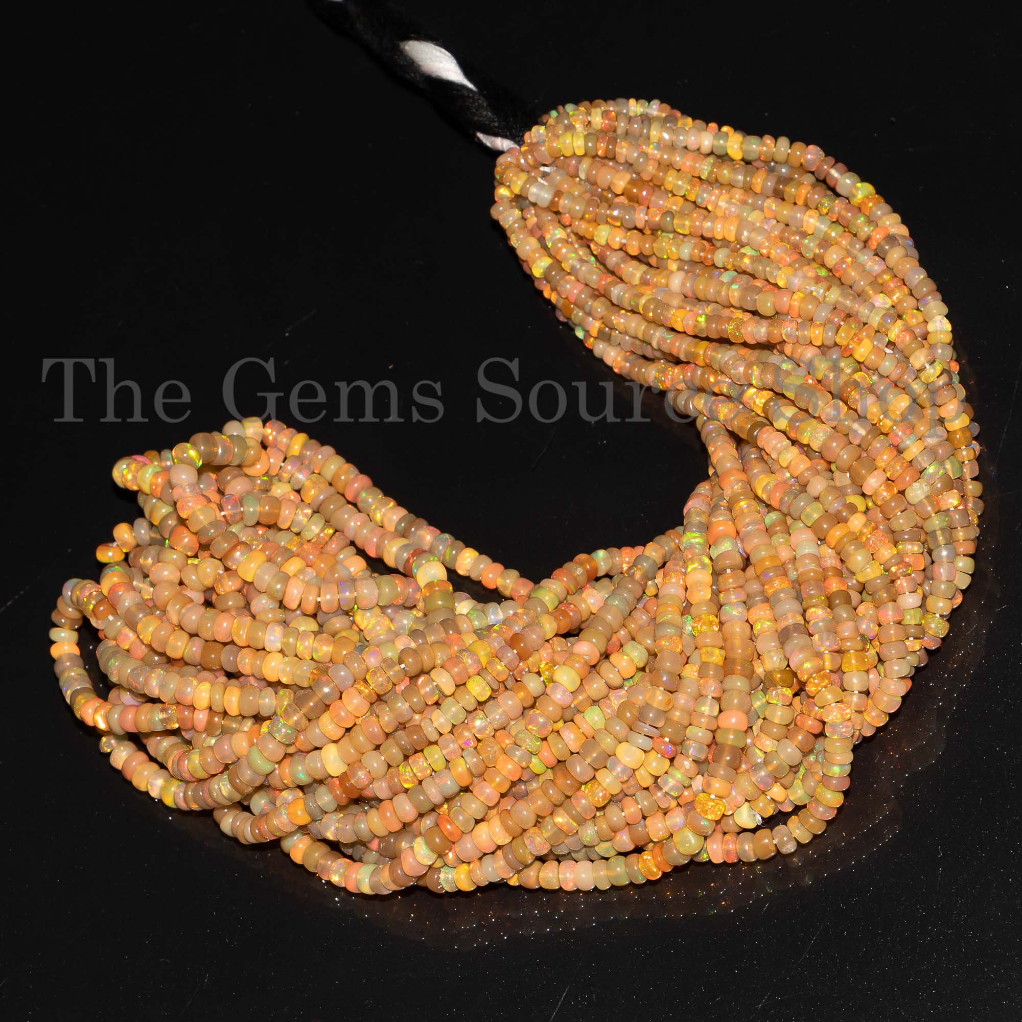 Ethiopian Opal Smooth Rondelle Beads, Opal Plain Gemstone Beads, Wholesale Beaded Gemstone For Jewelry Making