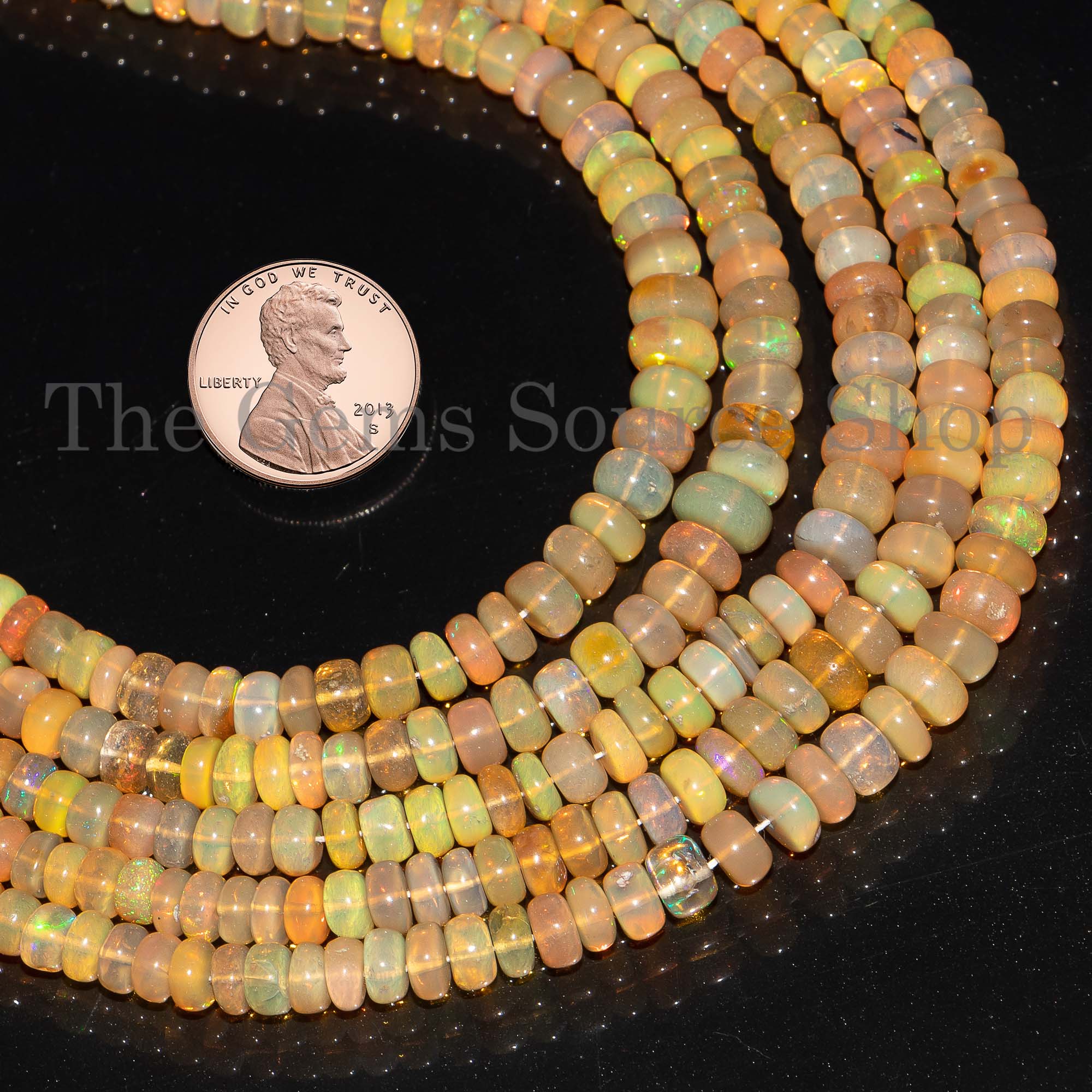 Ethiopian Opal Gemstone Beads, Opal Smooth Rondelle Beads, Wholesale Natural Opal Beads