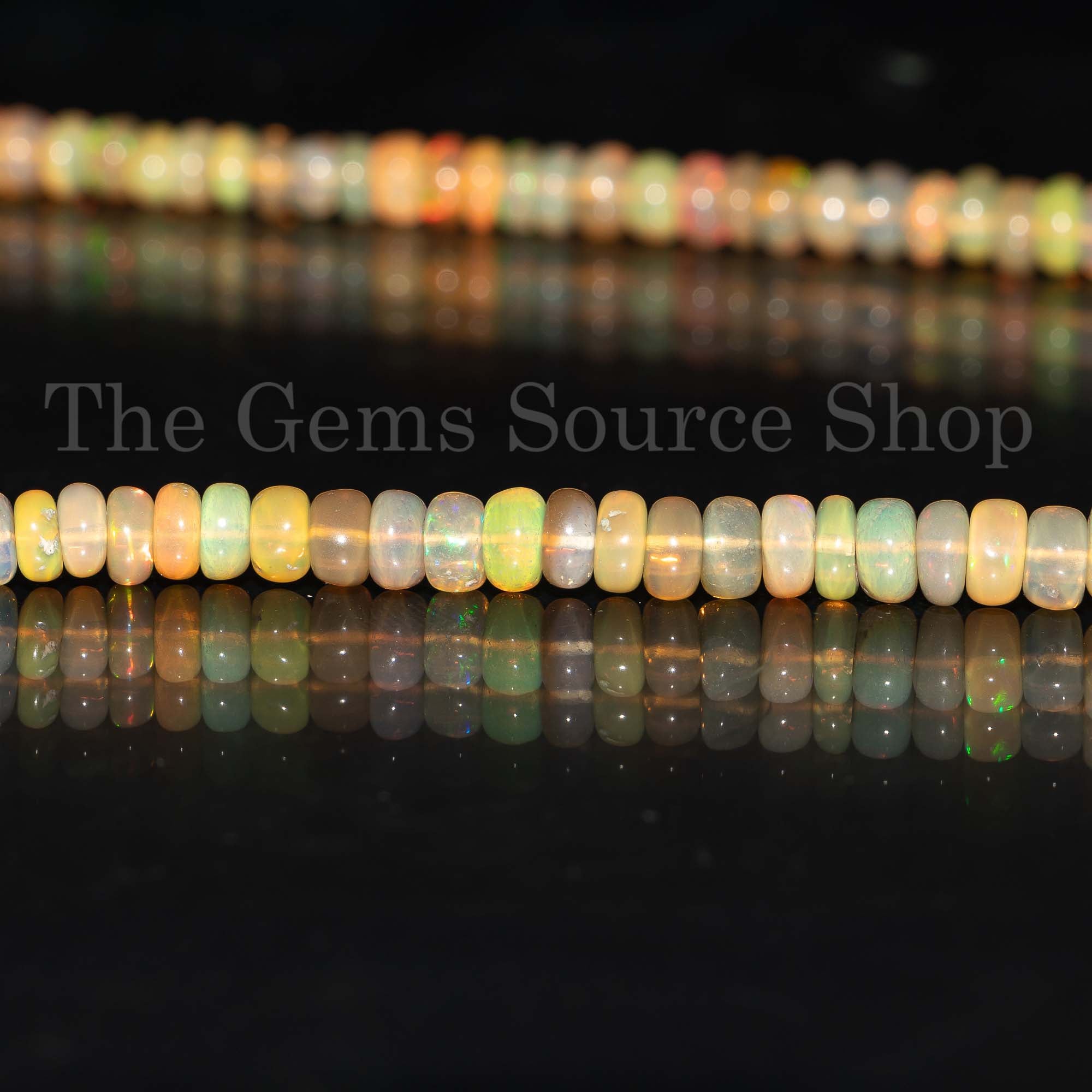 Ethiopian Opal Gemstone Beads, Opal Smooth Rondelle Beads, Wholesale Natural Opal Beads