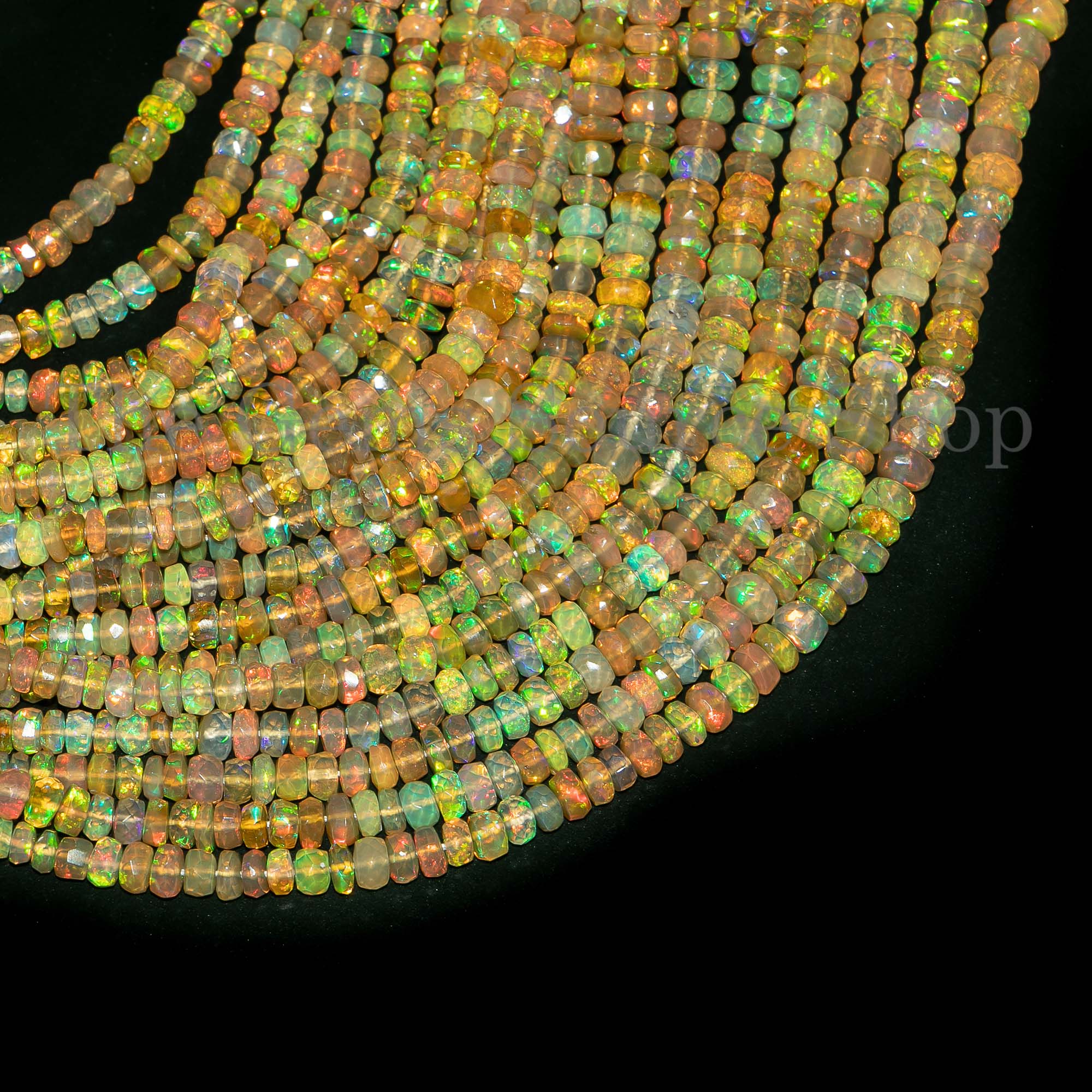 Natural Ethiopian Opal Rondelle, AAA Quality Gemstone Faceted Beads