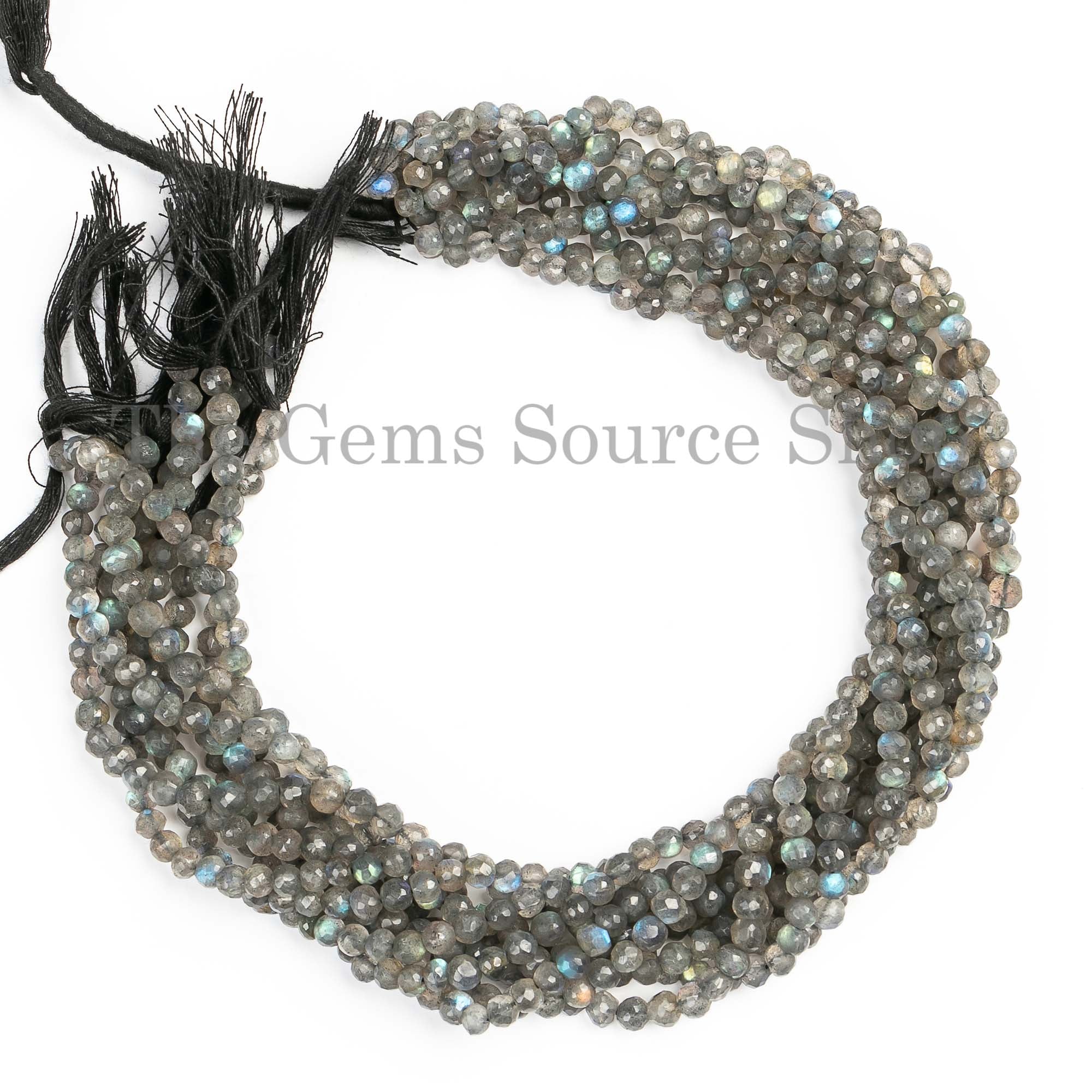Genuine Labradorite Faceted Round Ball Shape 4-4.5mm Gemstone Beads 13" Strand