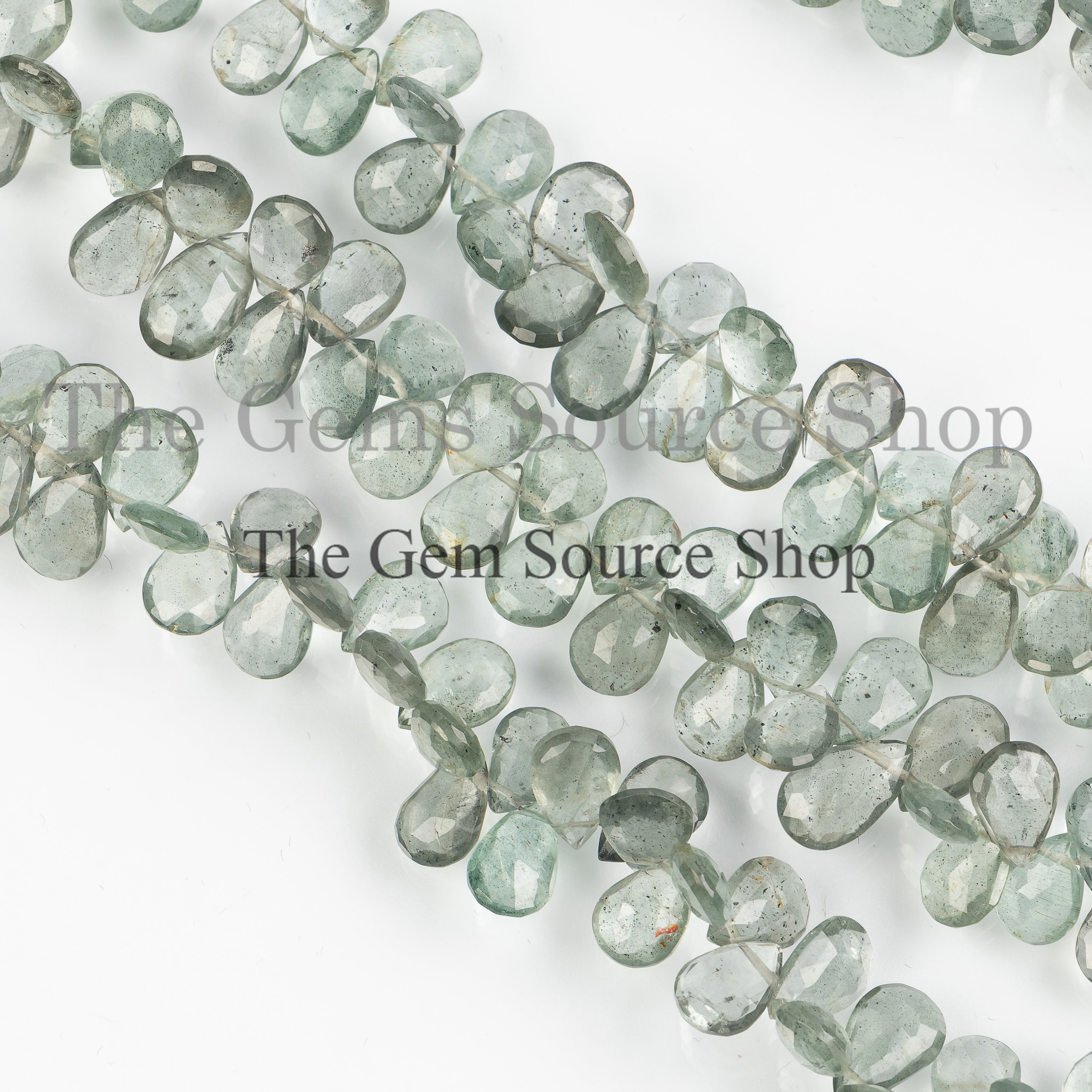5x8- 7x10mm Moss Aquamarine Beads, Moss Aquamarine Faceted Pear Beads, Briolettes Pear Beads, Aquamarine Beads, Faceted Pear Beads
