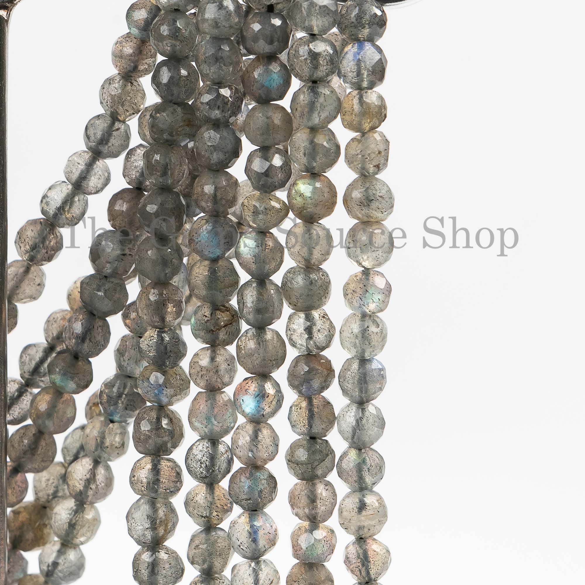 Genuine Labradorite Faceted Round Ball Shape 4-4.5mm Gemstone Beads 13" Strand