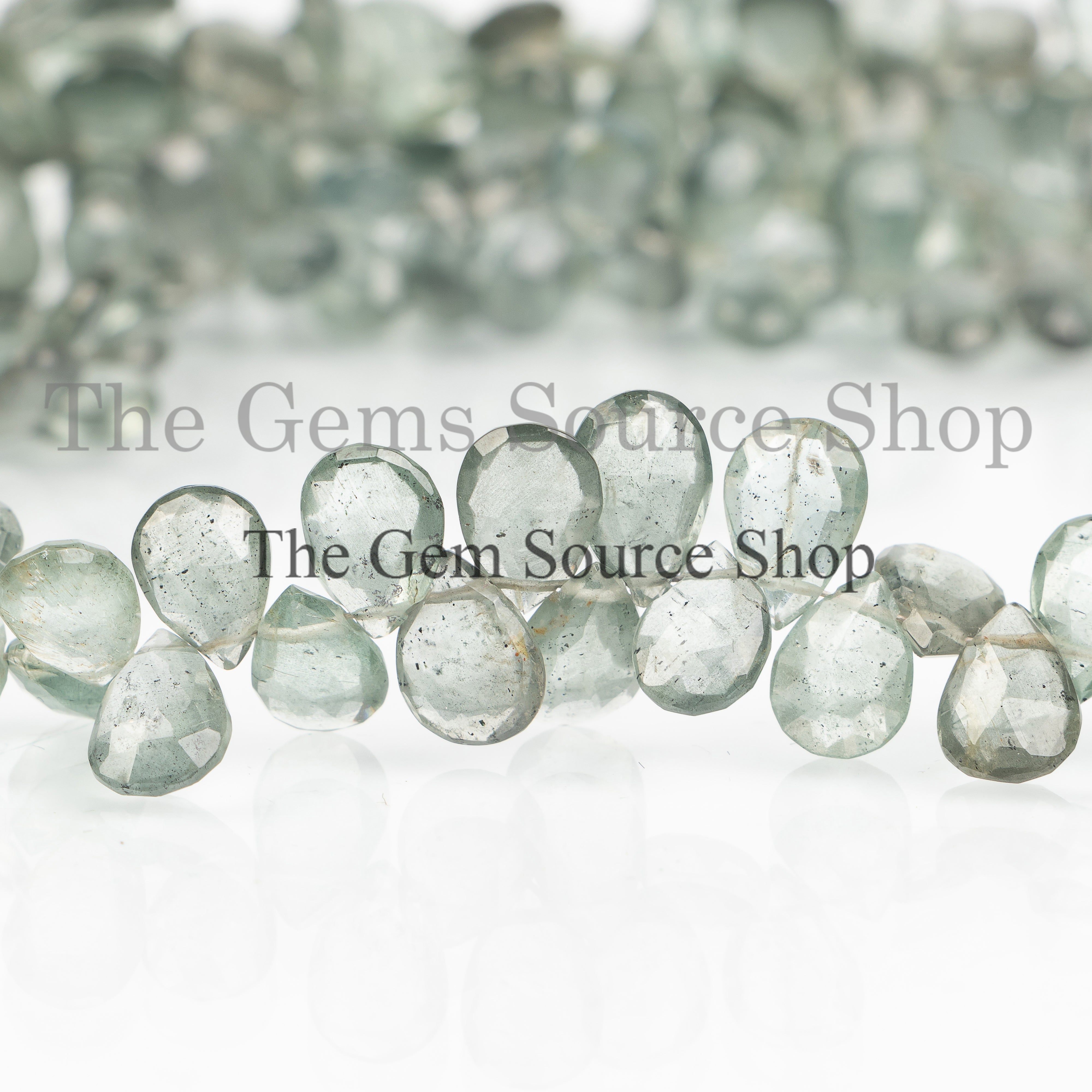 5x8- 7x10mm Moss Aquamarine Beads, Moss Aquamarine Faceted Pear Beads, Briolettes Pear Beads, Aquamarine Beads, Faceted Pear Beads