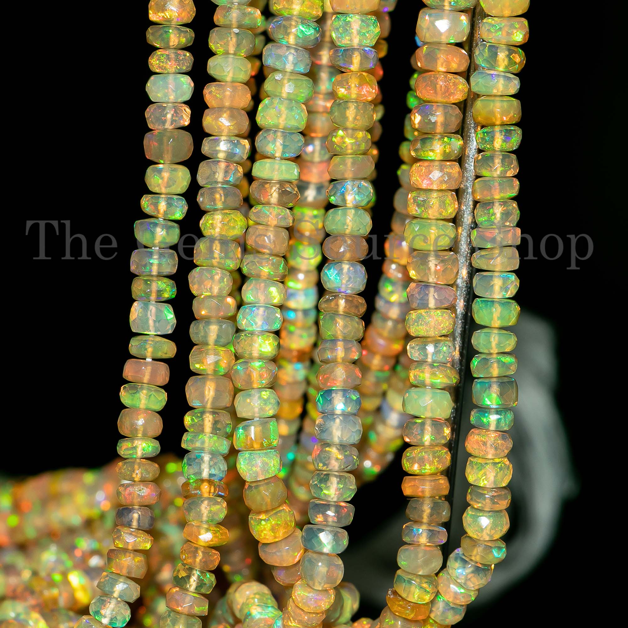 Natural Ethiopian Opal Rondelle, AAA Quality Gemstone Faceted Beads