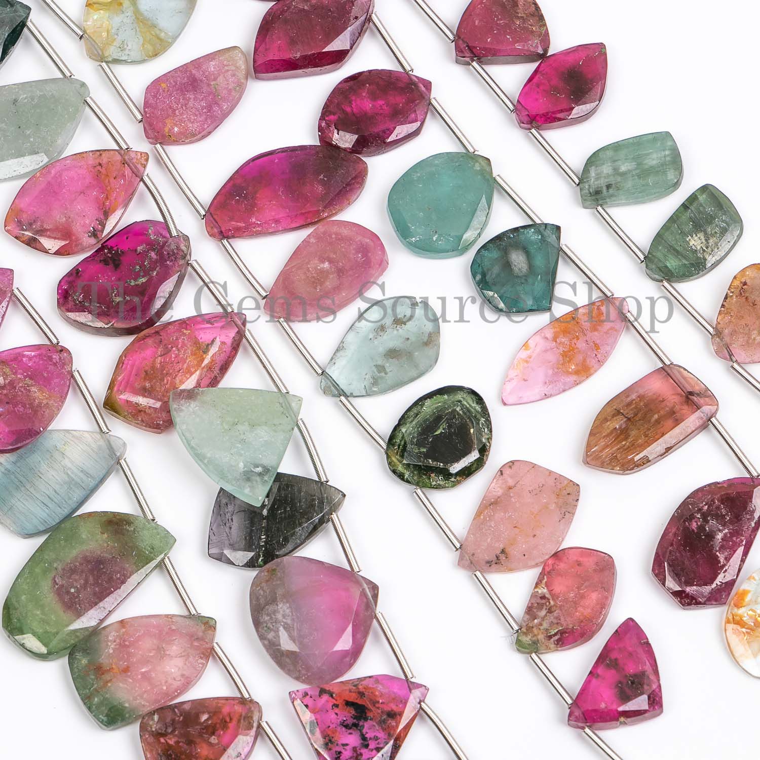 Extremely Rare Natural Multi Tourmaline Table Cut Faceted Beads TGS-0313