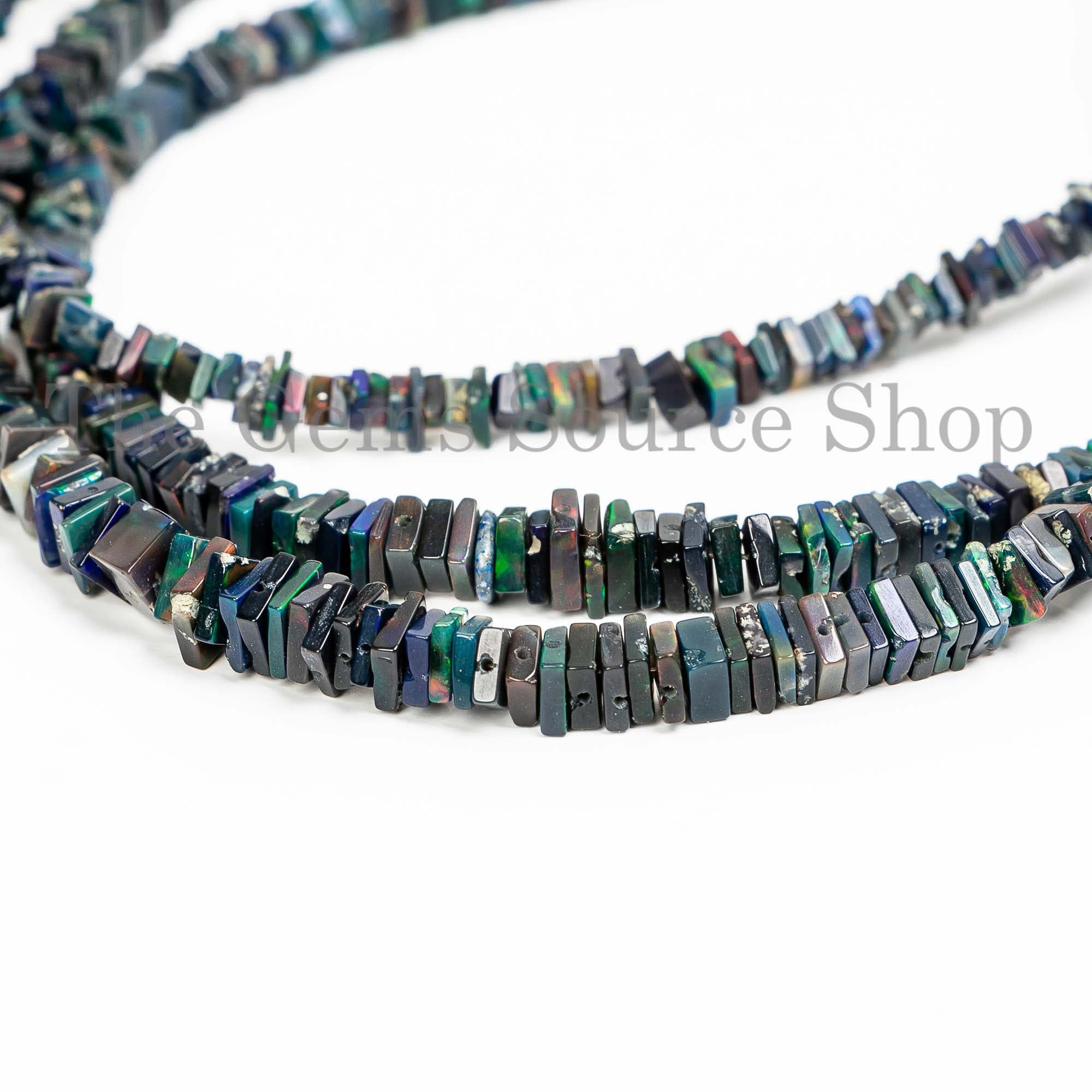 Black Opal Beads, Black Ethiopian Opal Beads, Opal Beads, Square Beads, Black Opal Heishi Beads
