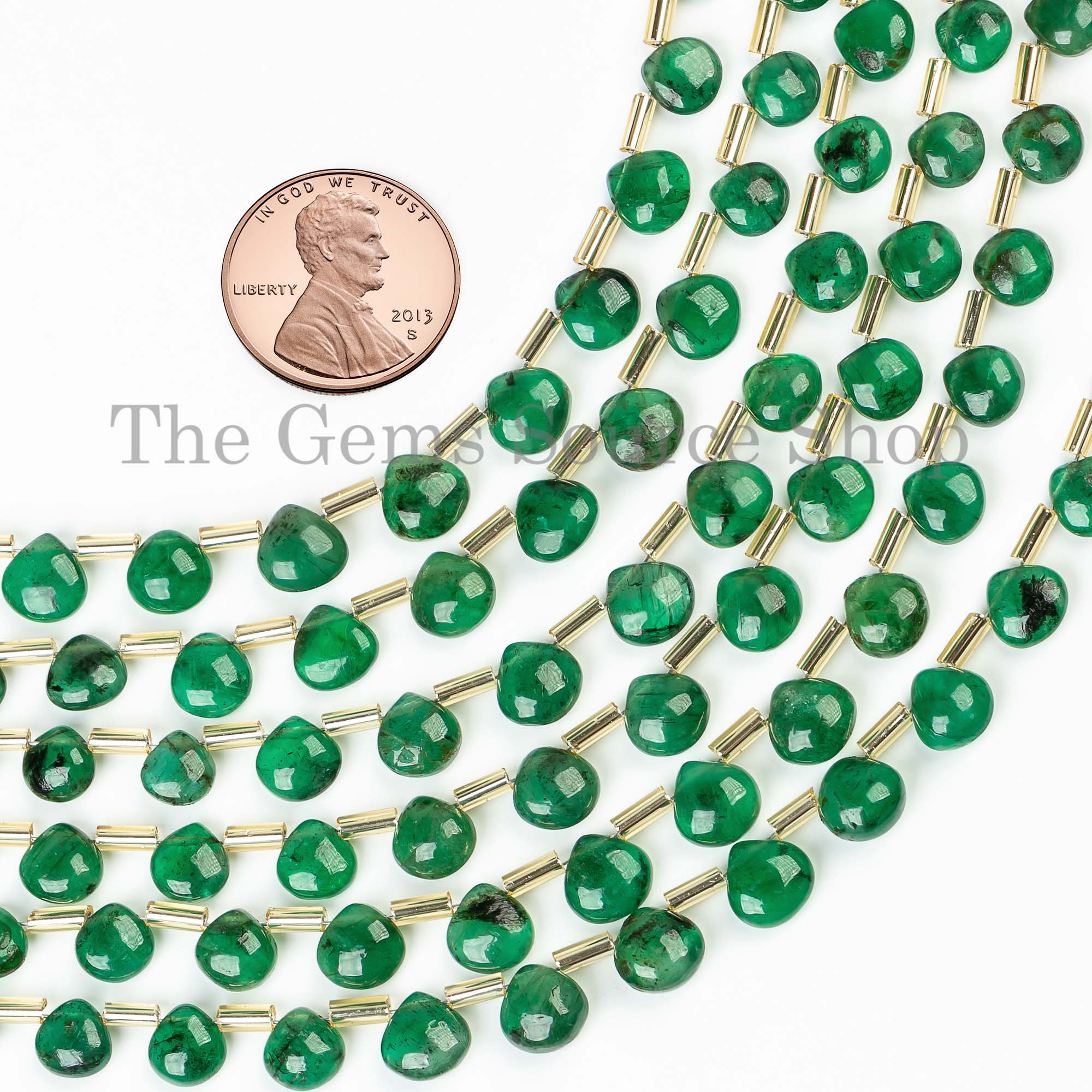 Emerald Smooth Heart Beads, Plain Emerald Beads, Side Drill Heart, Emerald Gemstone Beads