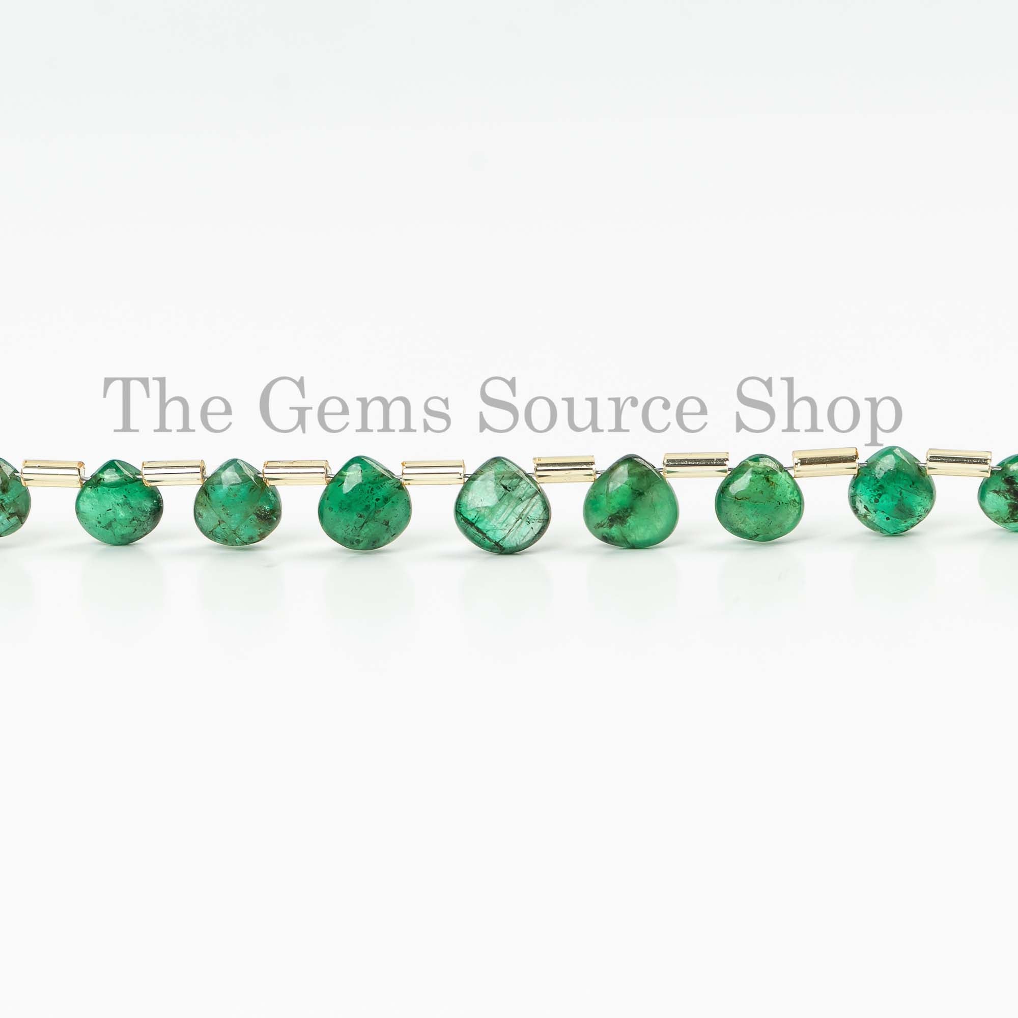 Emerald Smooth Heart Beads, Plain Emerald Beads, Side Drill Heart, Emerald Gemstone Beads