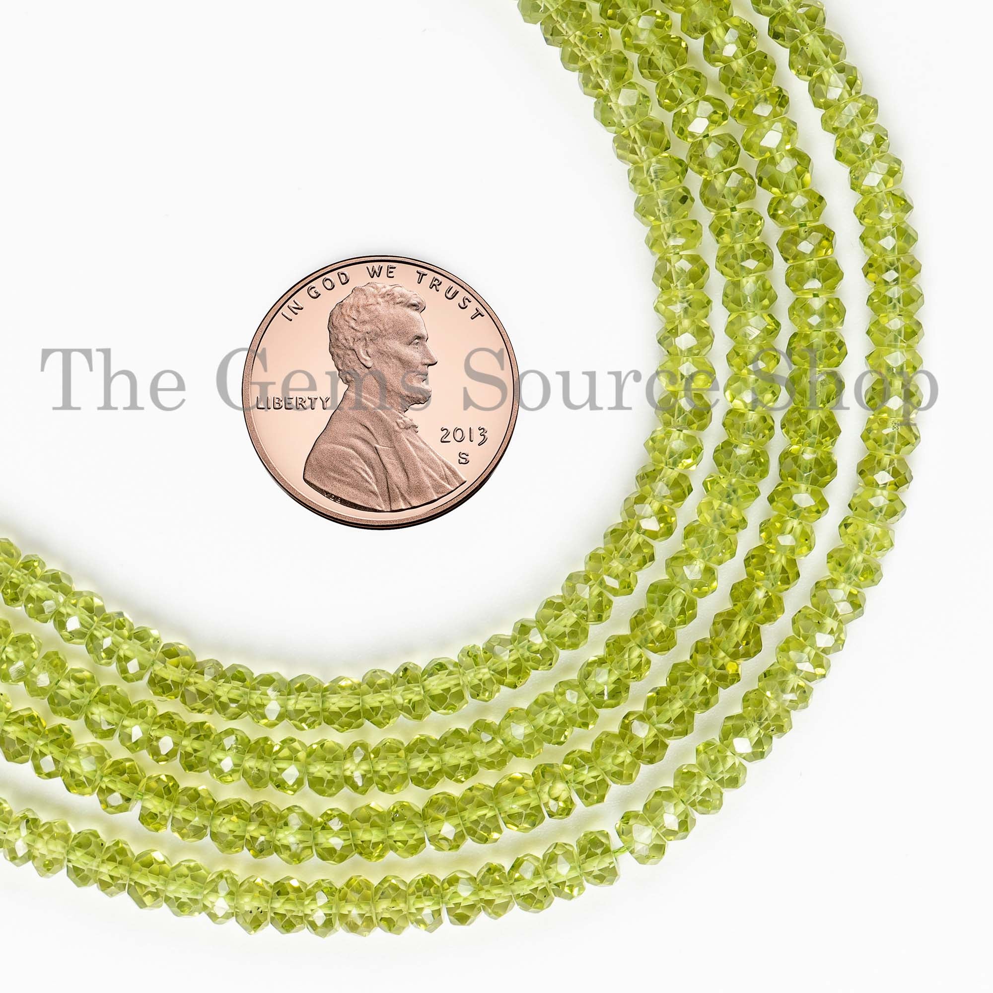 4-4.25mm Natural Peridot Faceted Rondelle Shape Beads TGS-2579