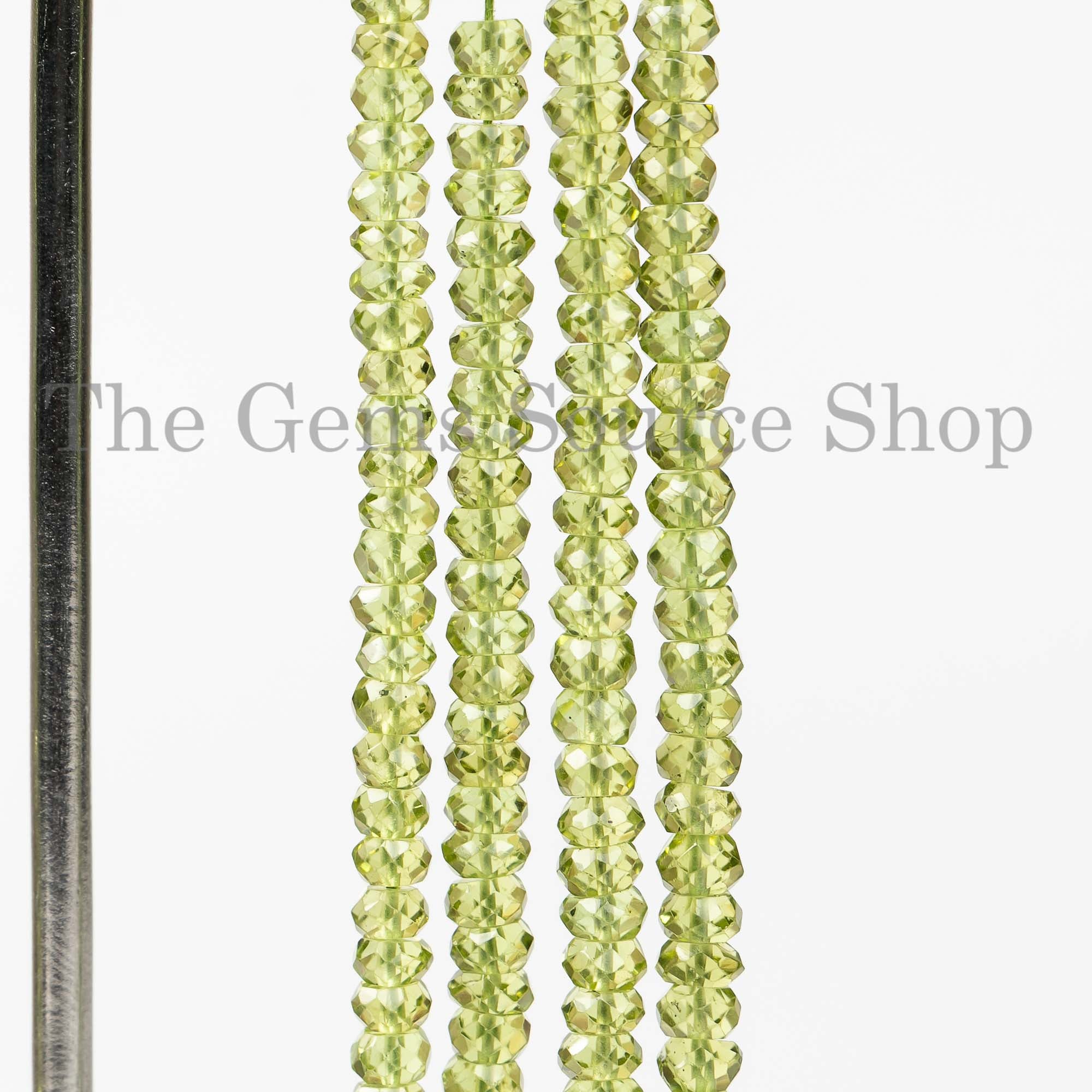 4-4.25mm Natural Peridot Faceted Rondelle Shape Beads TGS-2579