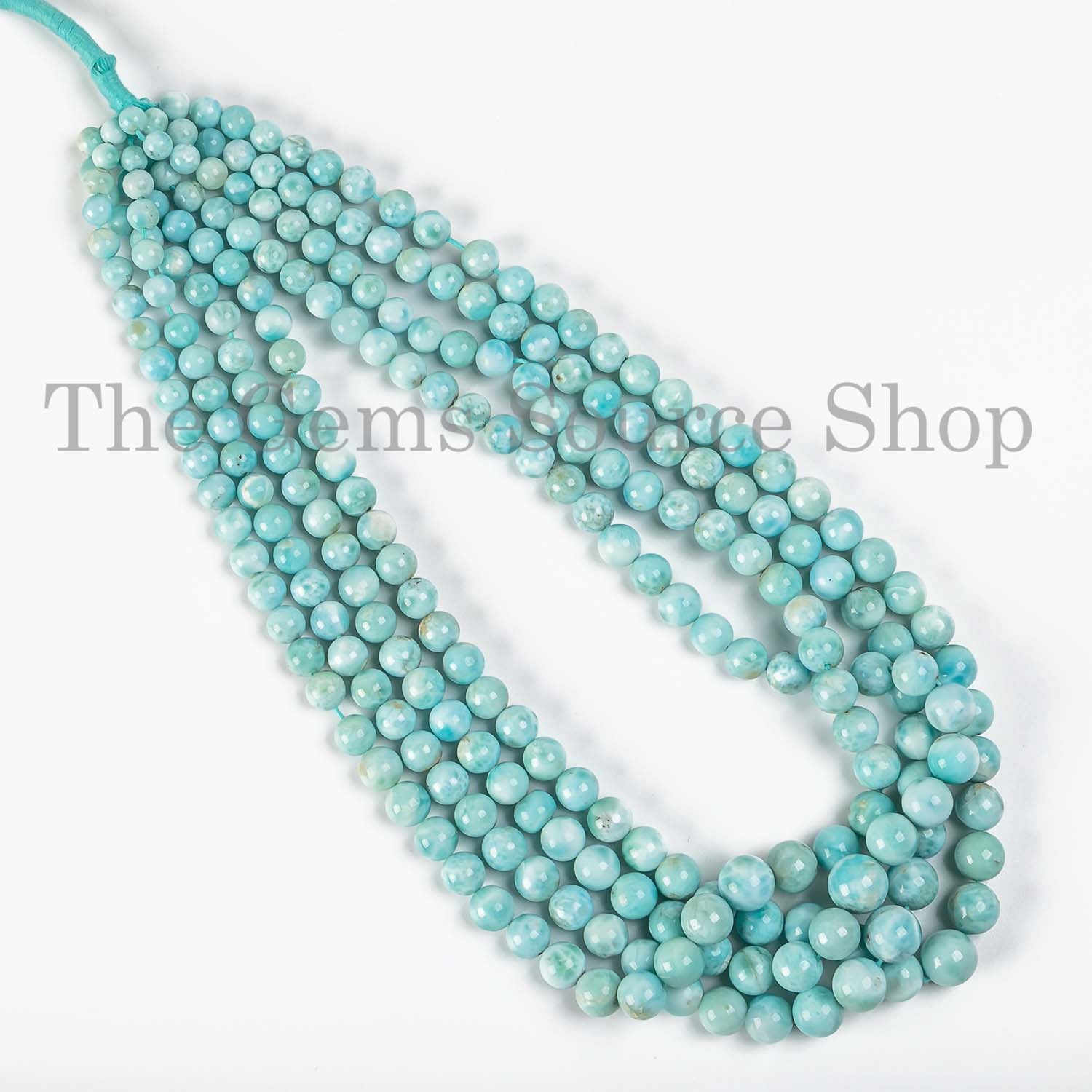 Natural Larimar Smooth Round Beads, Plain Larimar Balls, Loose Larimar Beads For Jewelry